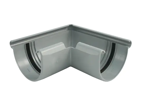 Marley Rinnenwinkel NW 125 mm, Außenecke, 90°, halbrund, grau