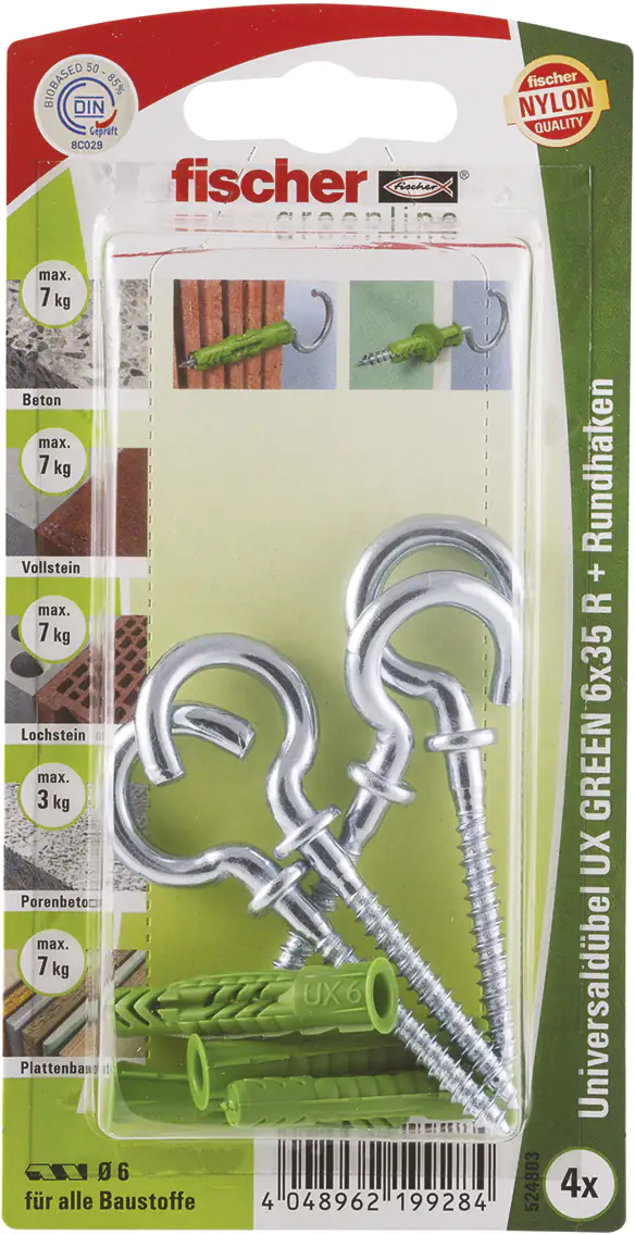 Fischer Universaldübel UX green Fischer Universaldübel-Set UX green 6.0 x 35 mm - 4 Stück