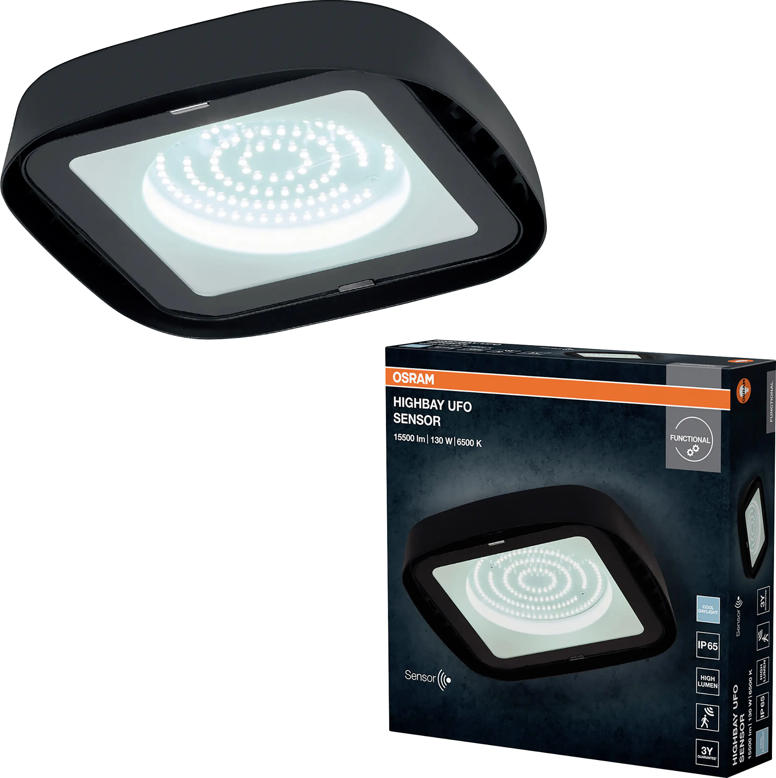 Osram LED-Deckenlampe Highbay UFO Sensor IP65 130 W kaltweiß
