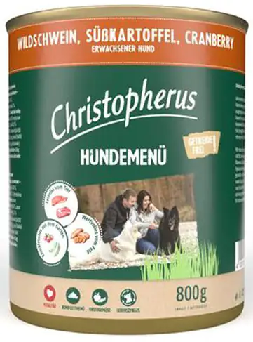 Christopherus Hundenassfutter Adult 800 g Wildschwein Süßkartoffel & Cranberries
