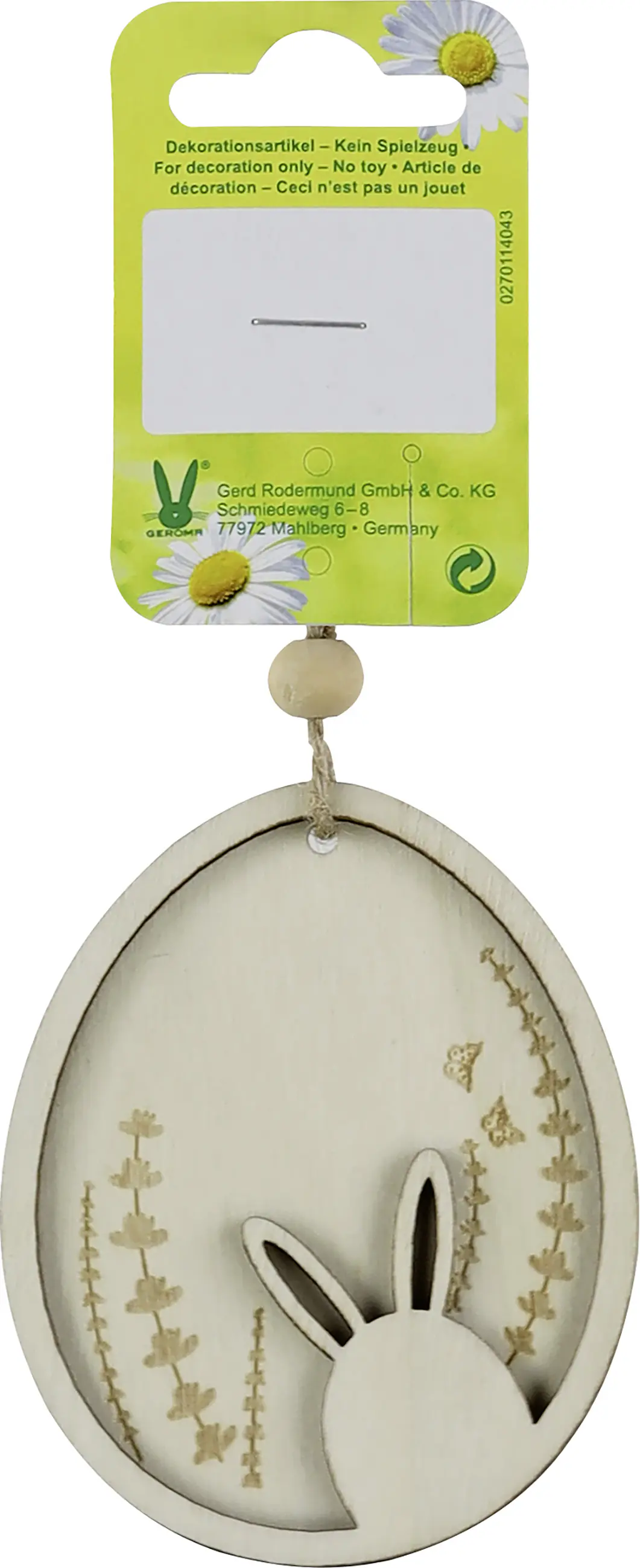 Osterdeko Anhänger Ei Holz 7 cm natur