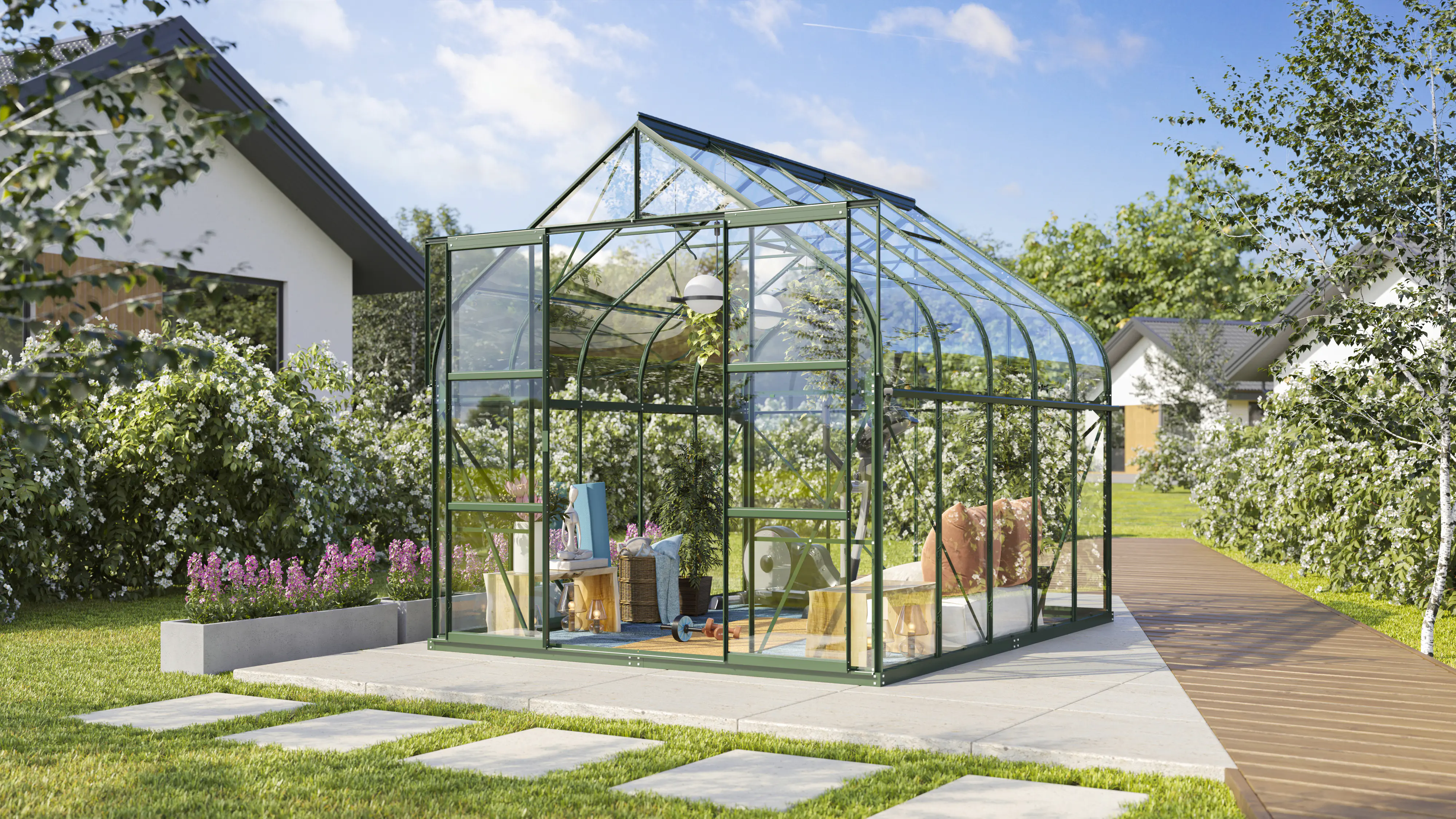 Vitavia Gewächshaus-Set Dione 8300 ESG 3 mm smaragd 254 x 317 cm 