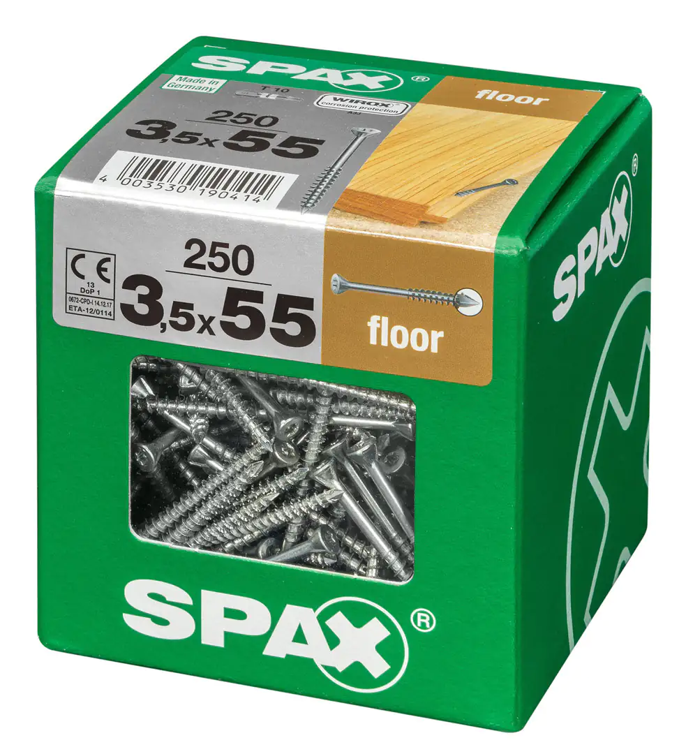 Spax Dielenschrauben 3.5 x 55 mm TX 10 - 250 Stk. Spax Dielenschrauben 3.5 x 55 mm TX 10 - 250 Stk.