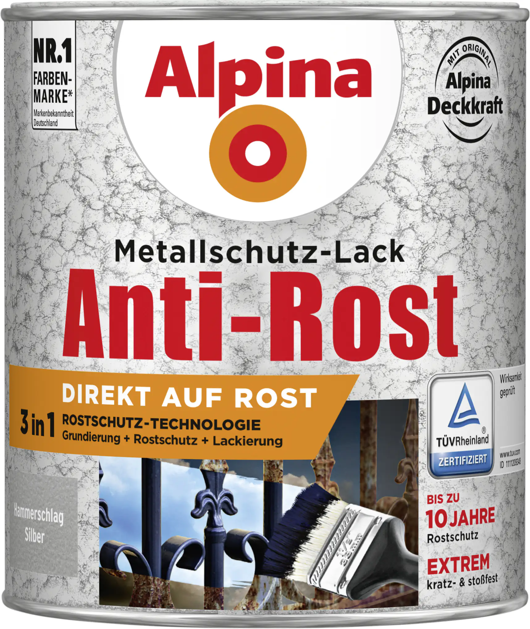Alpina Metallschutz-Lack Hammerschlag 750 ml silber Alpina Metallschutz-Lack Hammerschlag 750 ml silber