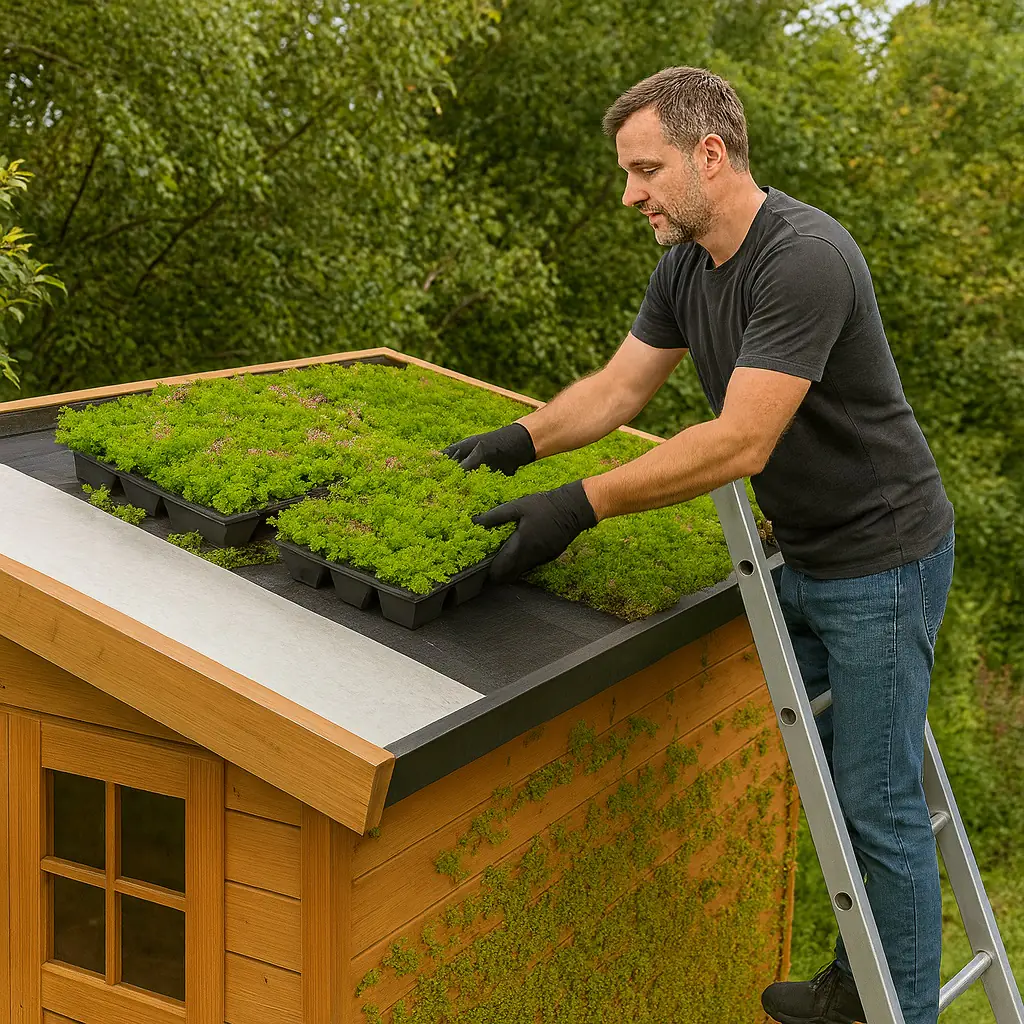 Plantile Dachbegrünungs-Komplettset mit Folie und Vlies für 13 m² Dachfläche