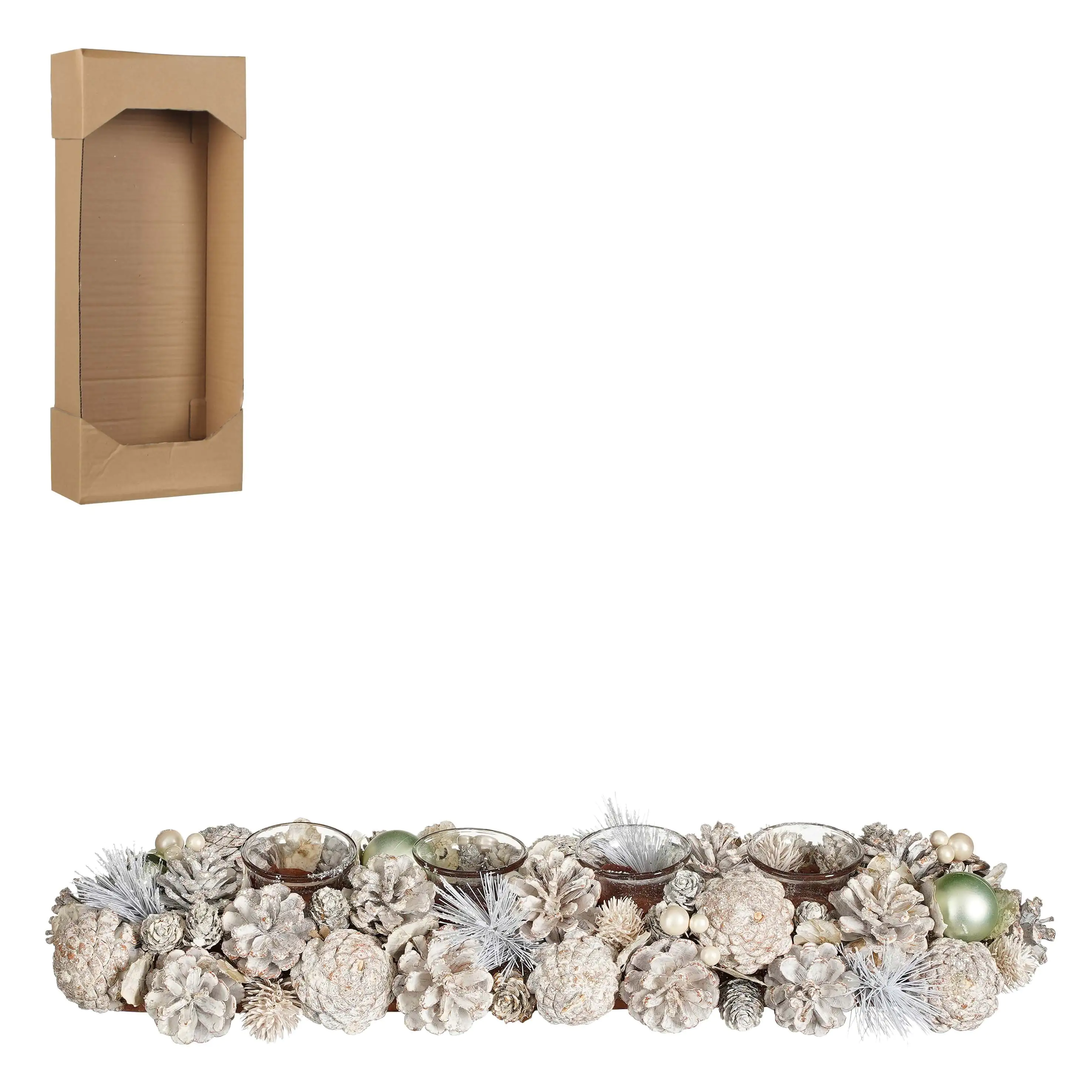 House of Seasons Tischdekoration Teelichthalter weiß 54 x 16,5 x 9 cm