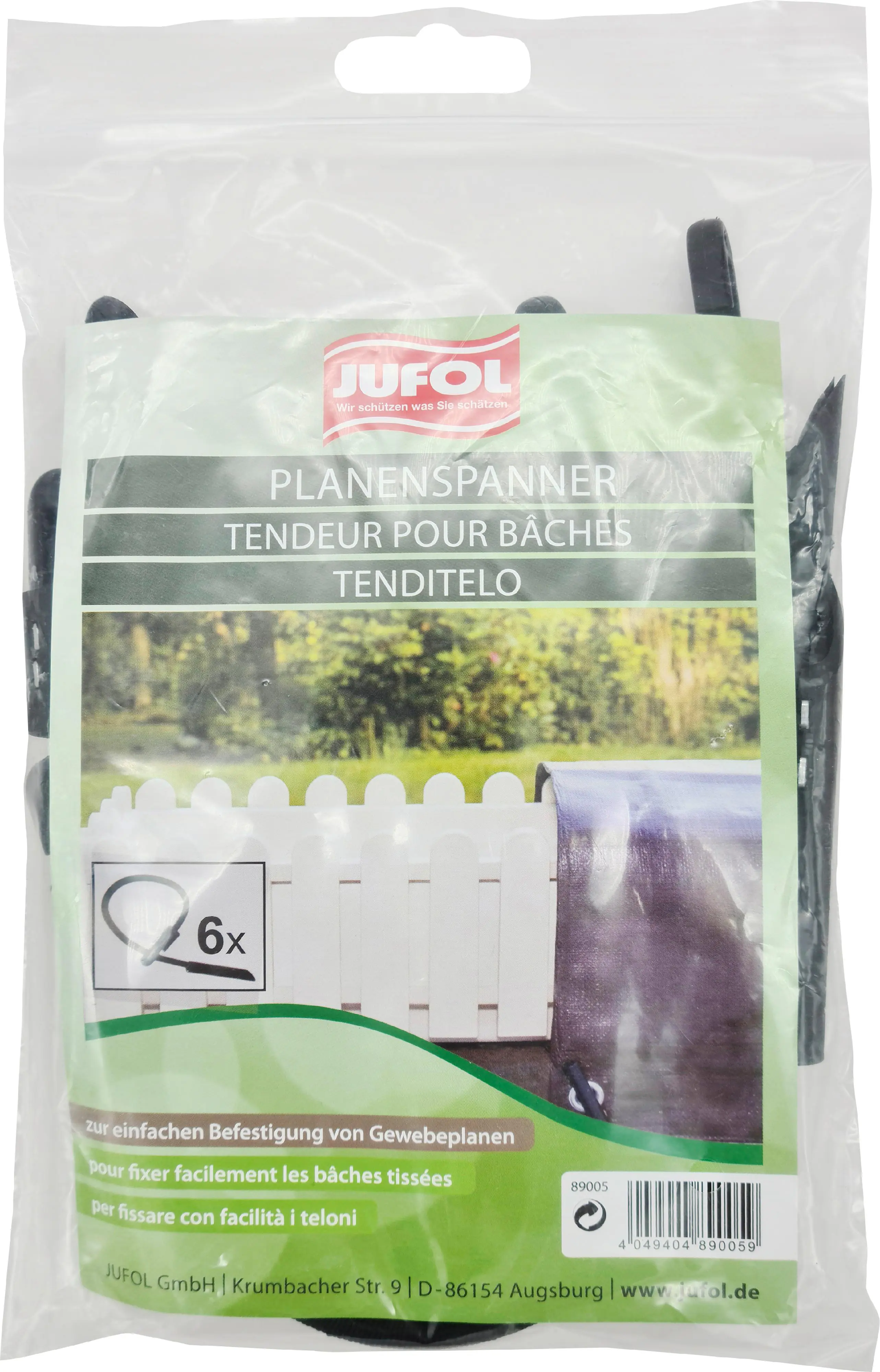 JUFOL Planenspanner mit Haken 30 cm 6 Stück schwarz 