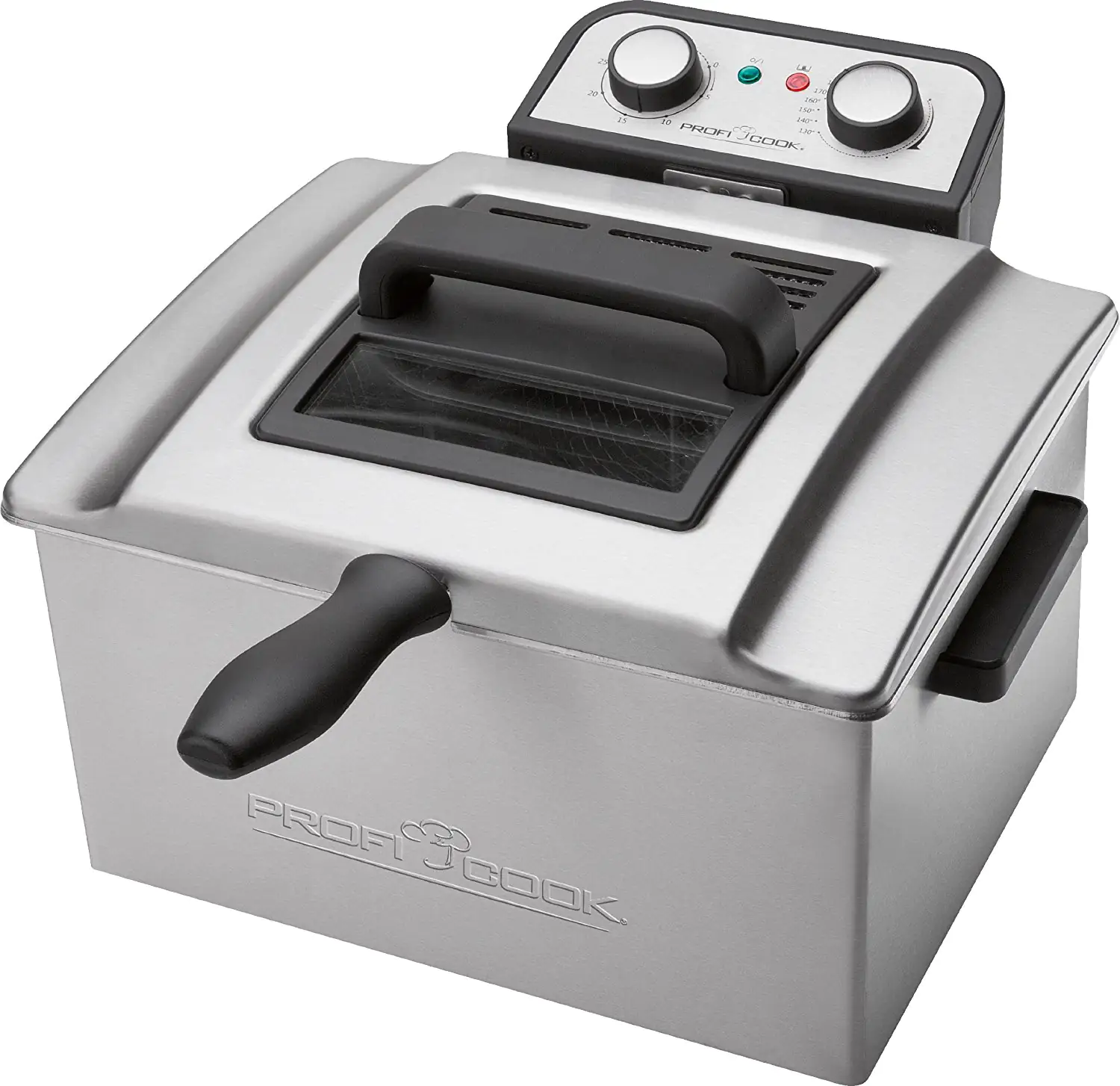 Profi Cook Doppel-Fritteuse PC-FR 1038 silber, 3000 Watt, 3 Frittierkörbe