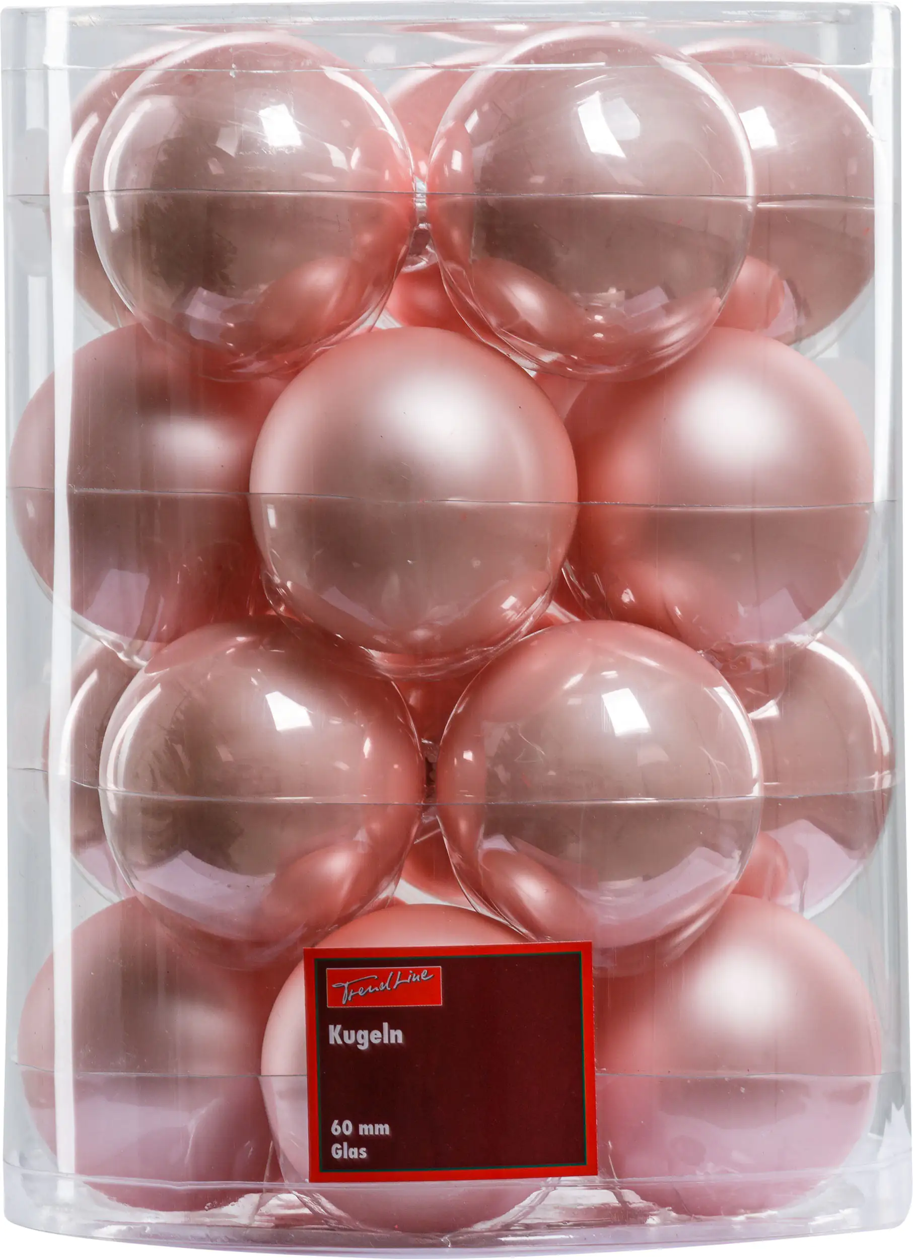 2076601546061_01 TrendLine Weihnachtskugeln aus Glas Ø 6 cm puderrosa 20 Stück