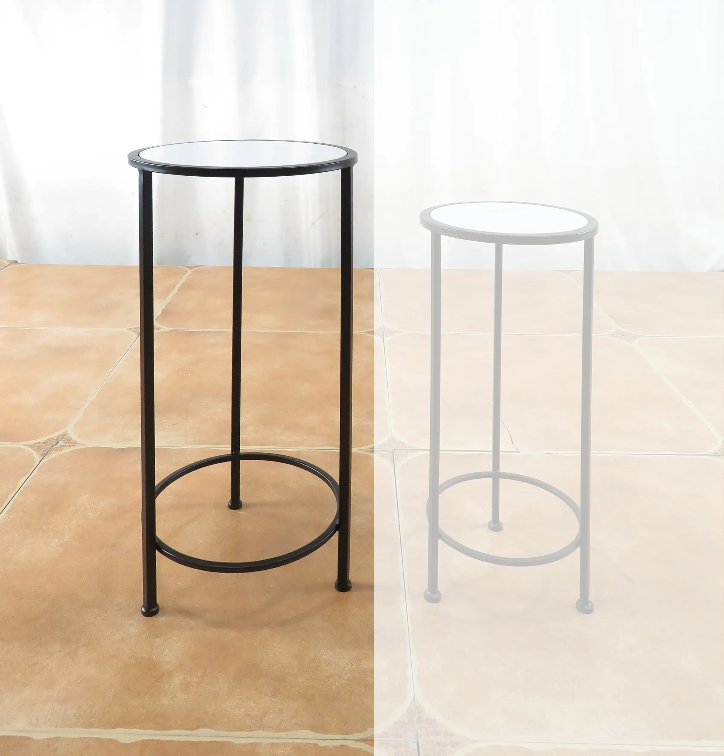 TrendLine Beistelltisch Marmoroptik Metall Ø 30 x 70 cm schwarz matt