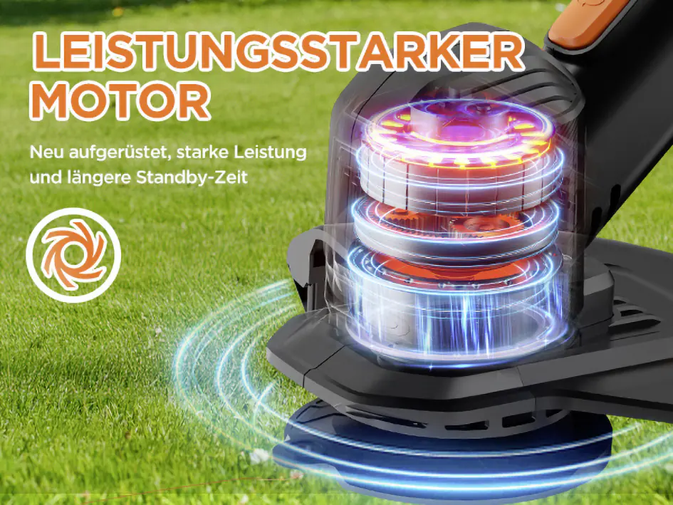 Litheli Akku-Rasentrimmer Handy+ U20 25cm Schnittkreis, Inklusive 1 x SE-Akku 2,0 Ah und 10 Nylonmesser