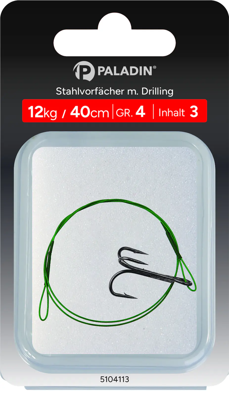 Paladin Stahlvorfach Drilling Gr. 4 Tragkraft 12 kg Länge 40 cm 3 Stück