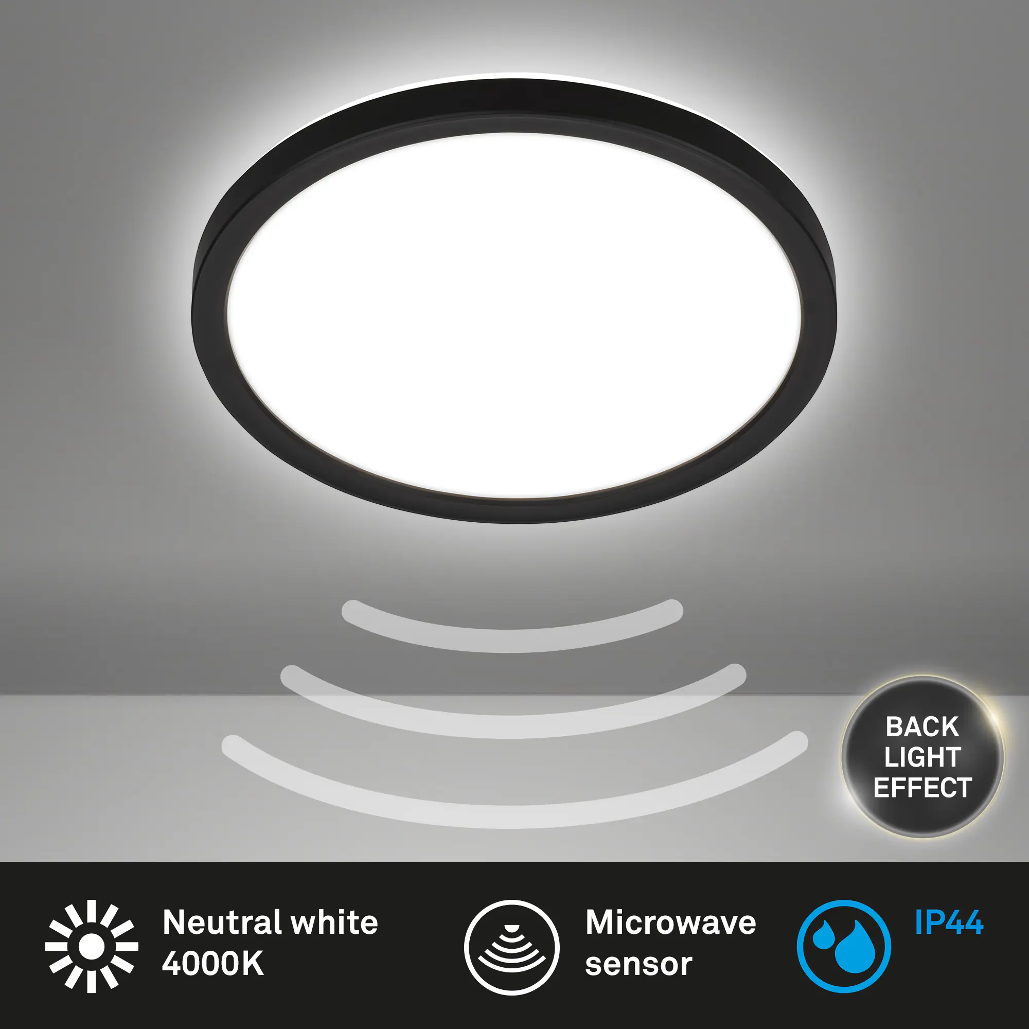 Briloner LED Deckenlampe Move 16W Ø 24 cm schwarz Bewegungssensor neutralweiß Briloner LED Deckenlampe Move 16W Ø 24 cm schwarz Bewegungssensor neutralweiß