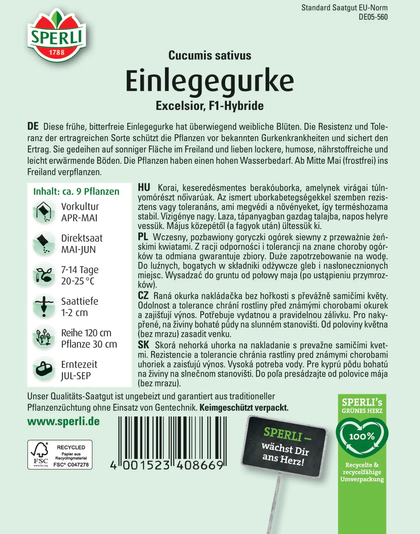 Sperli Einlegegurke Excelsior F1
