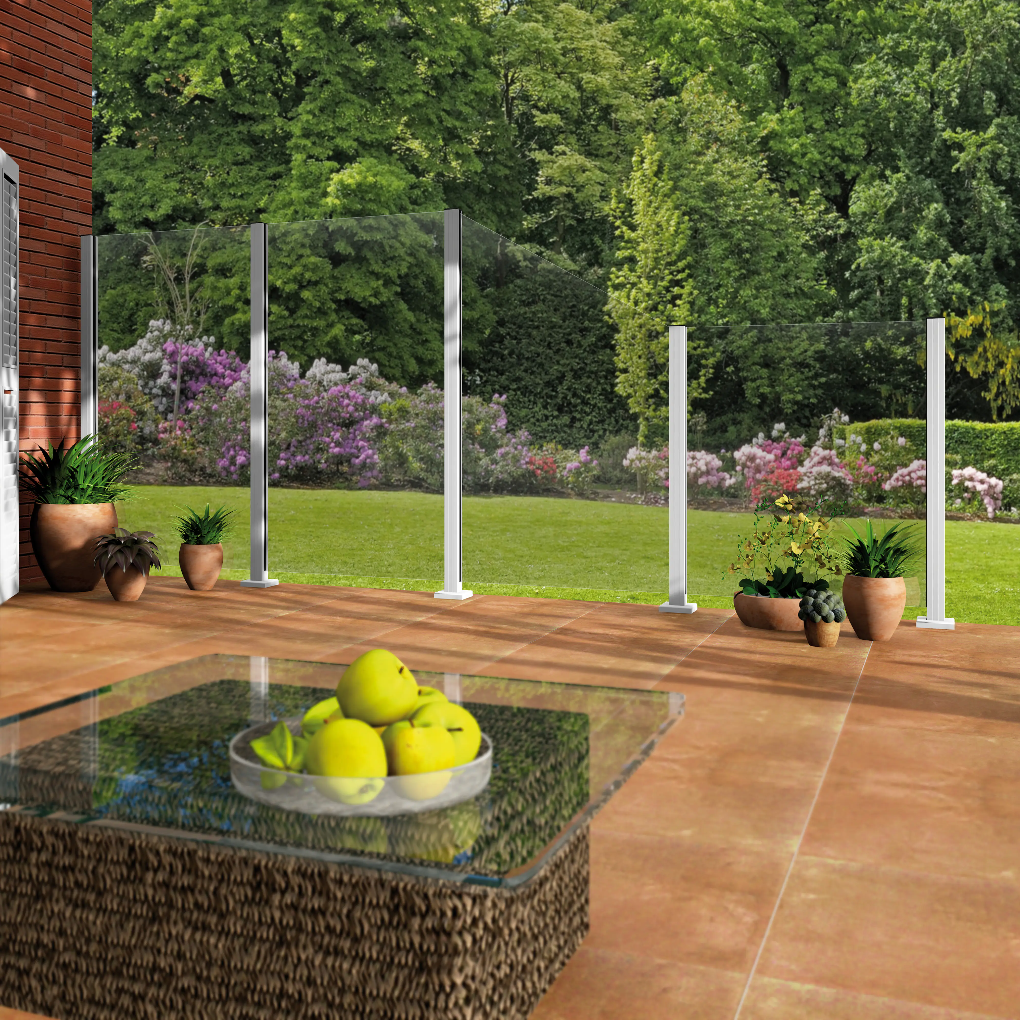 Ambiente Glaszaun Erweiterungsset Klarglas 187 x 107,2 cm weiß