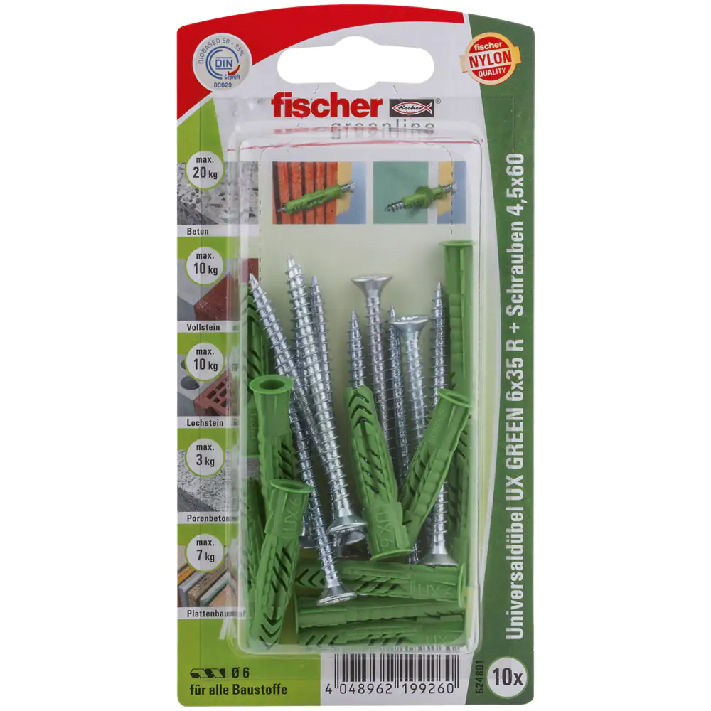 Fischer Universaldübel-Set UX green 6.0 x 35 mm - 10 Stück