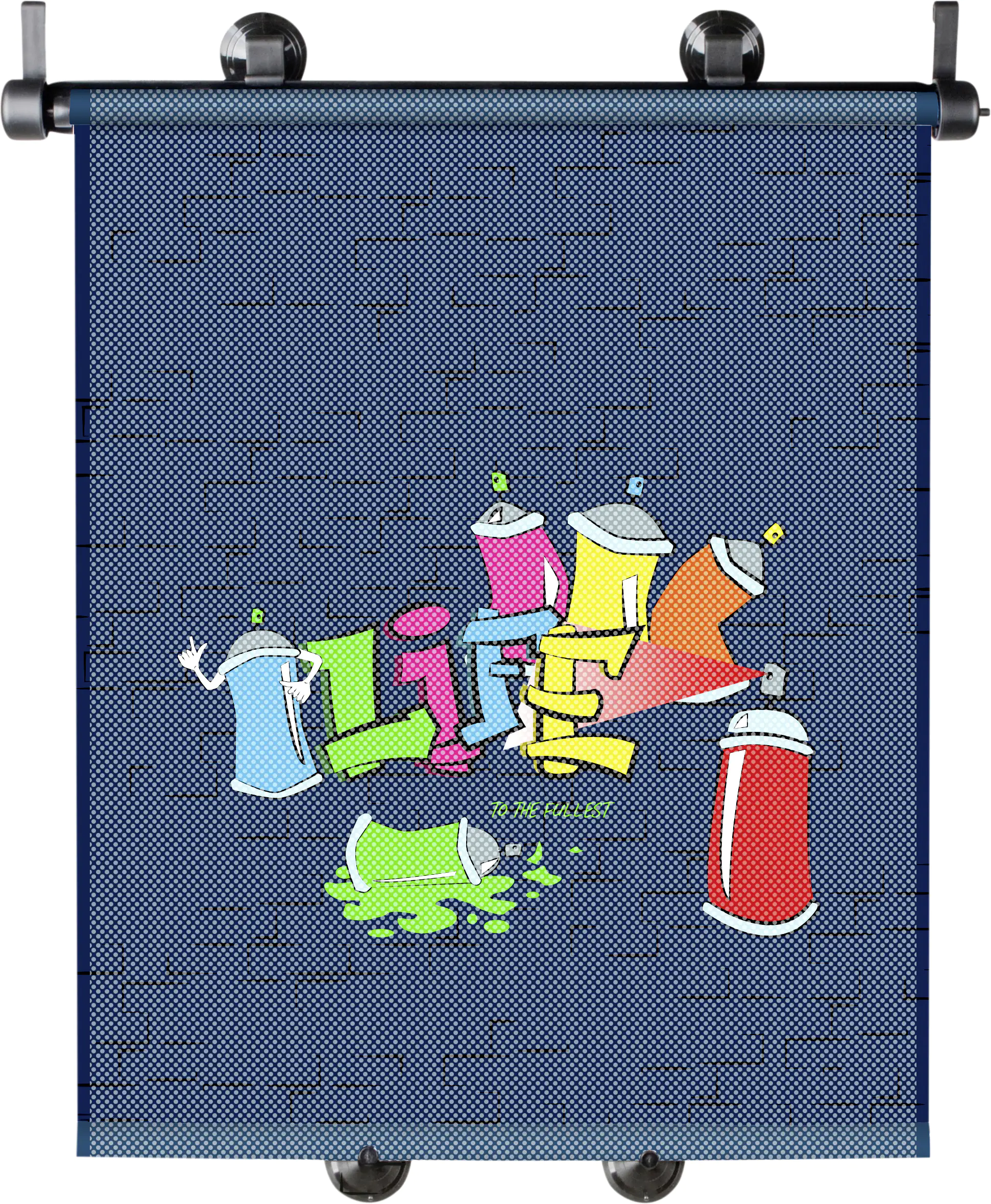 Walser Sonnenrollo Set Graffiti blau 2-teilig