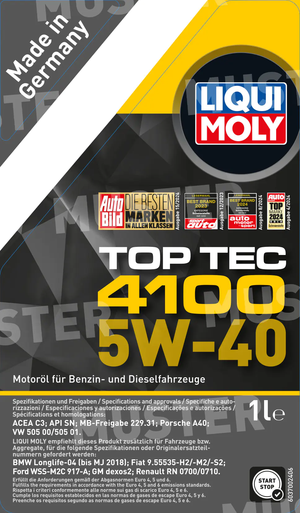 Liqui Moly Motoröl Top Tec 4100 SAE 5W-40 1 L Liqui Moly Motoröl Top Tec 4100 SAE 5W-40 1 L
