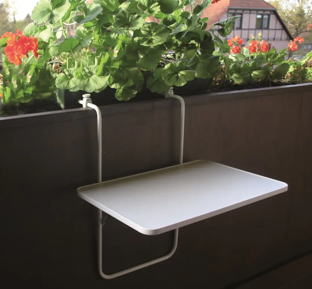 Balkonhängetisch 60x40cm weiß rechteckig