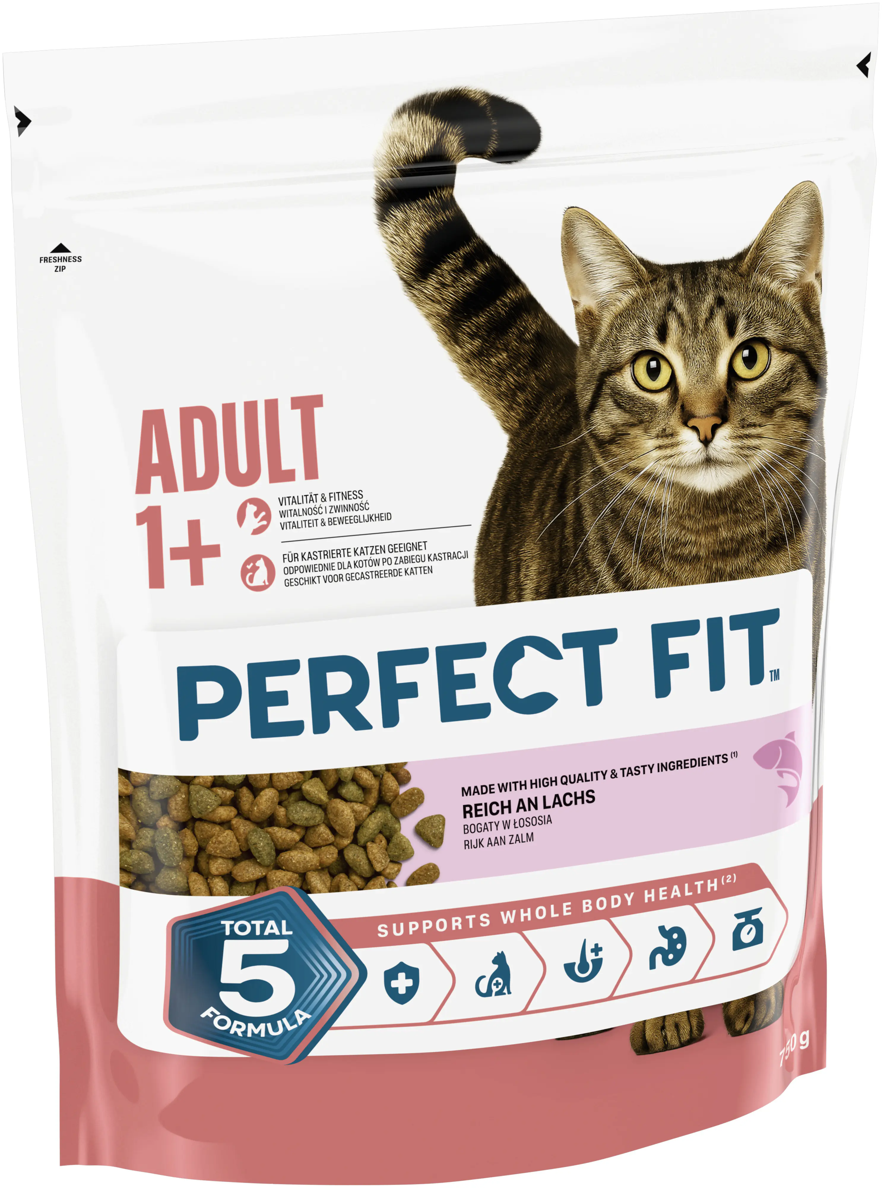 Perfect Fit Adult 1+ mit Lachs Katzenfutter 750g