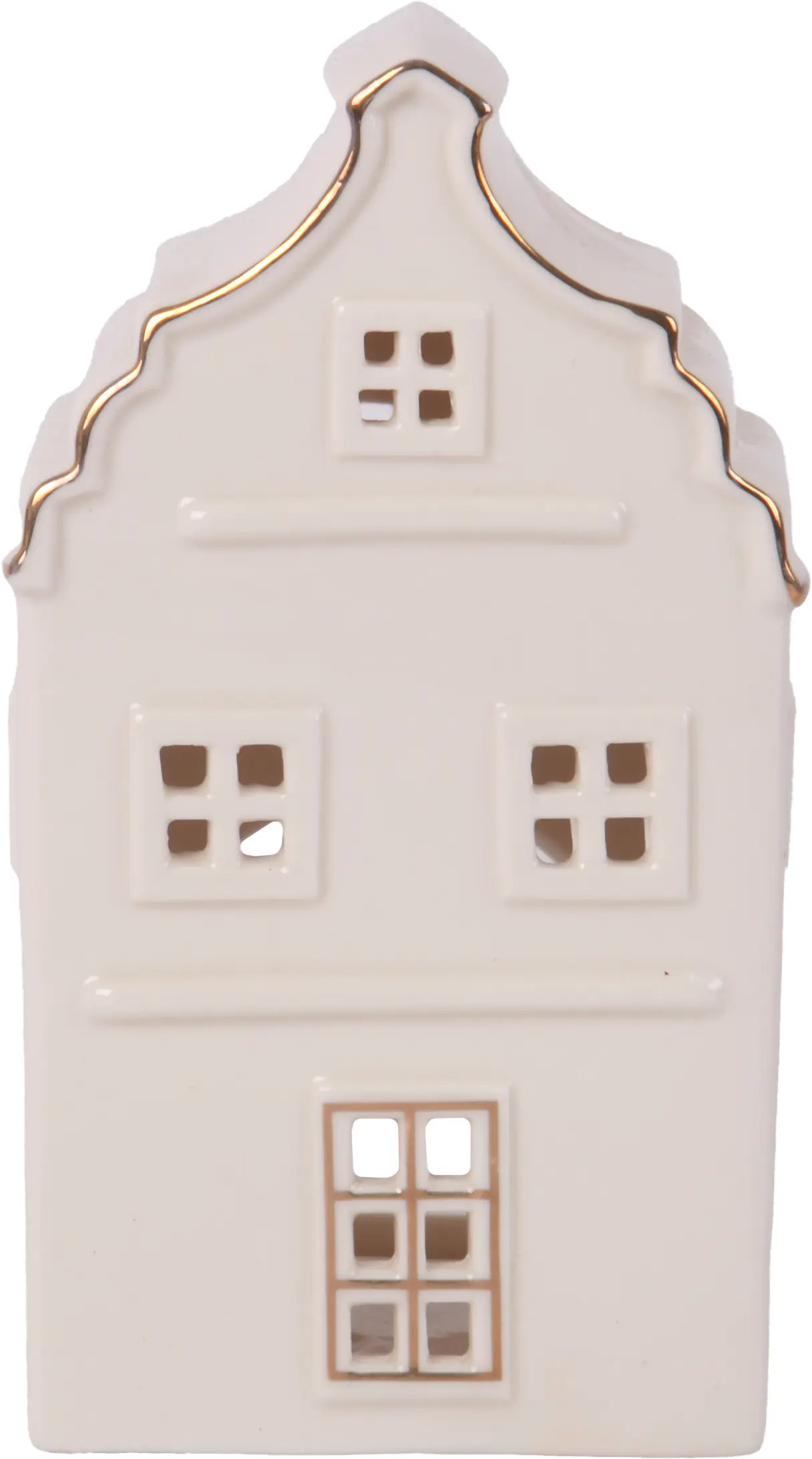 Windlicht Haus Keramik 15 x 9 cm weiß