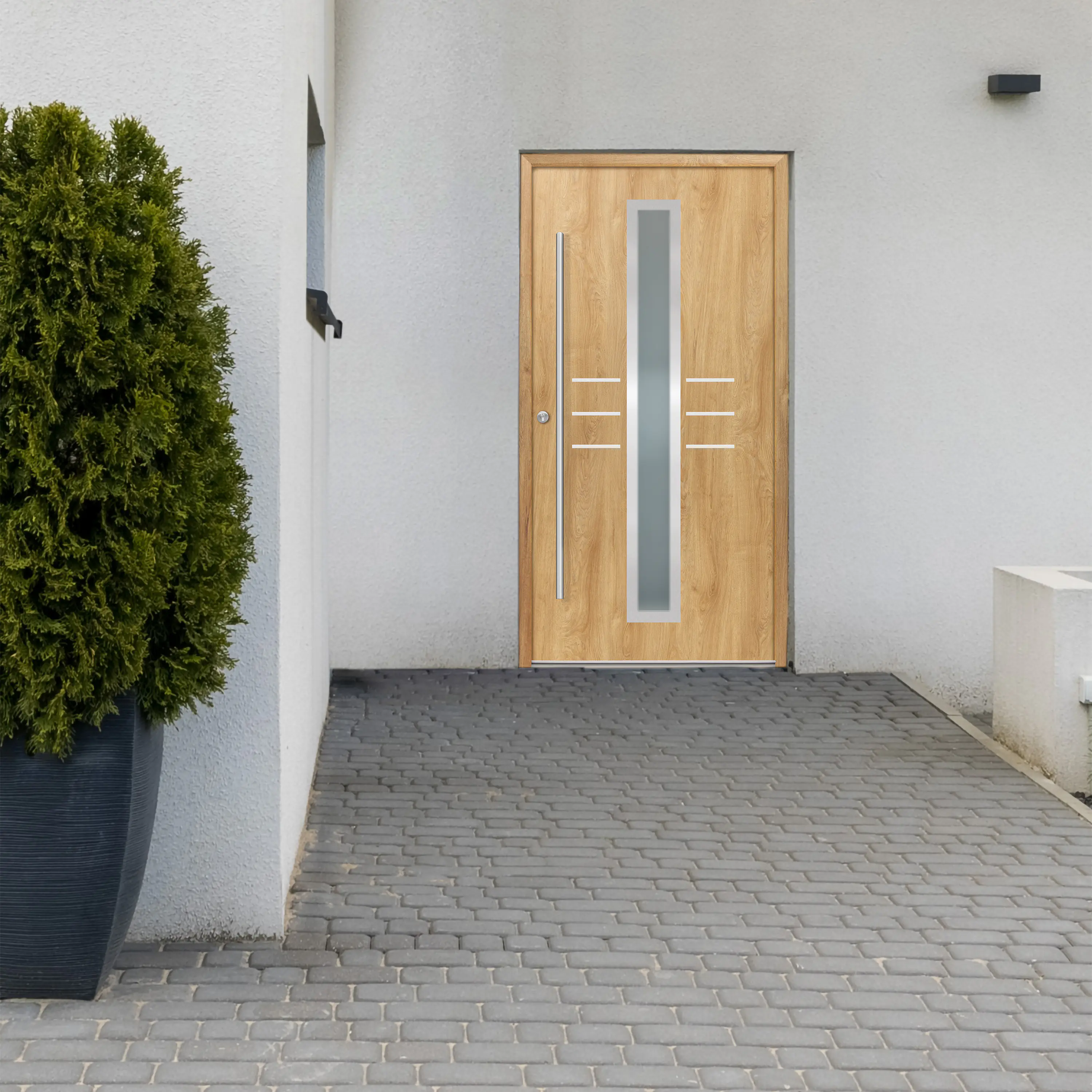 Splendoor Haustür Passivedoor Premium B07 Eiche Natur DIN Links 100 x 210 cm