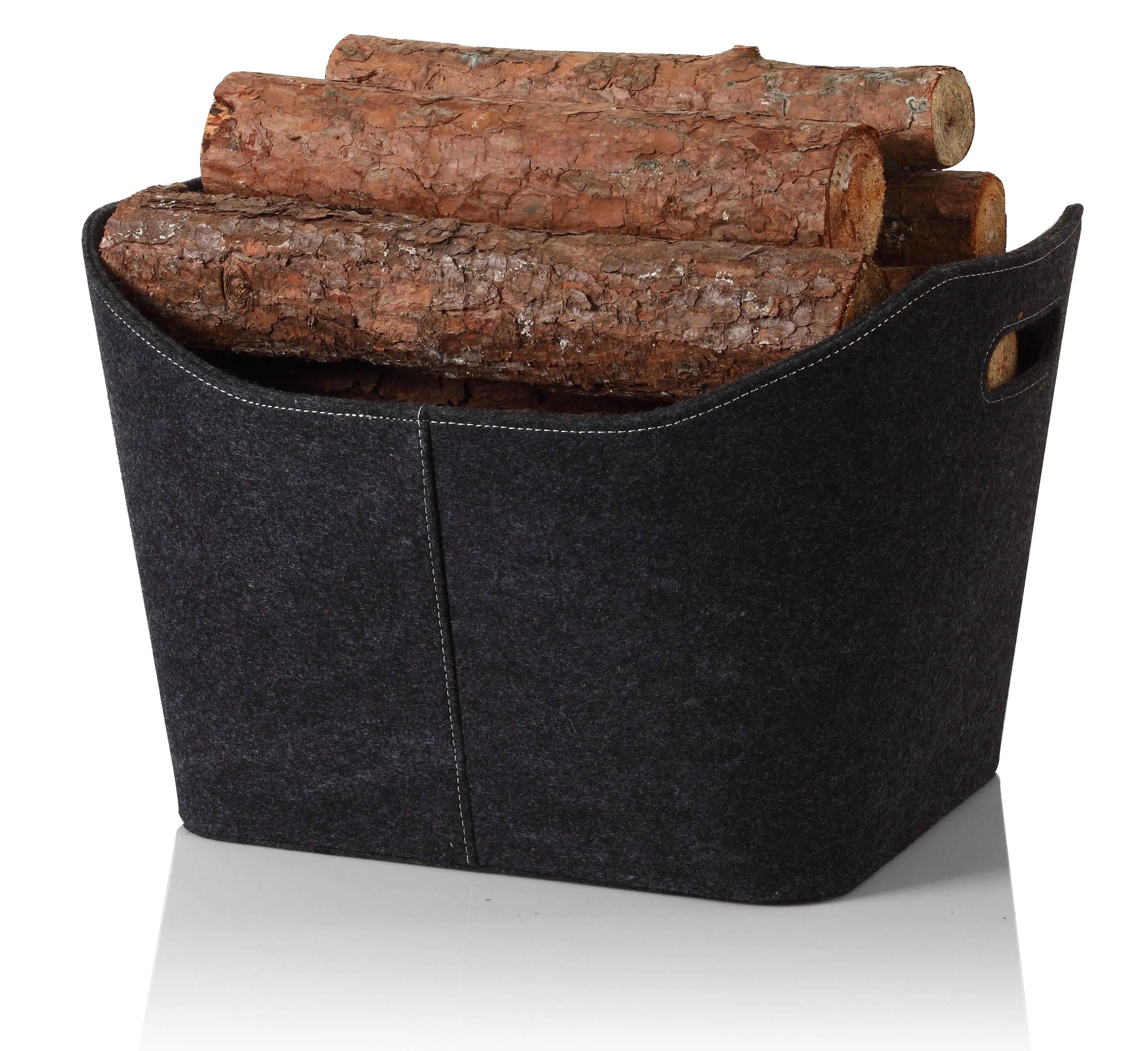 4333692053761 TrendLine Holzkorb Filz 36 x 49 x 31,5 cm anthrazit