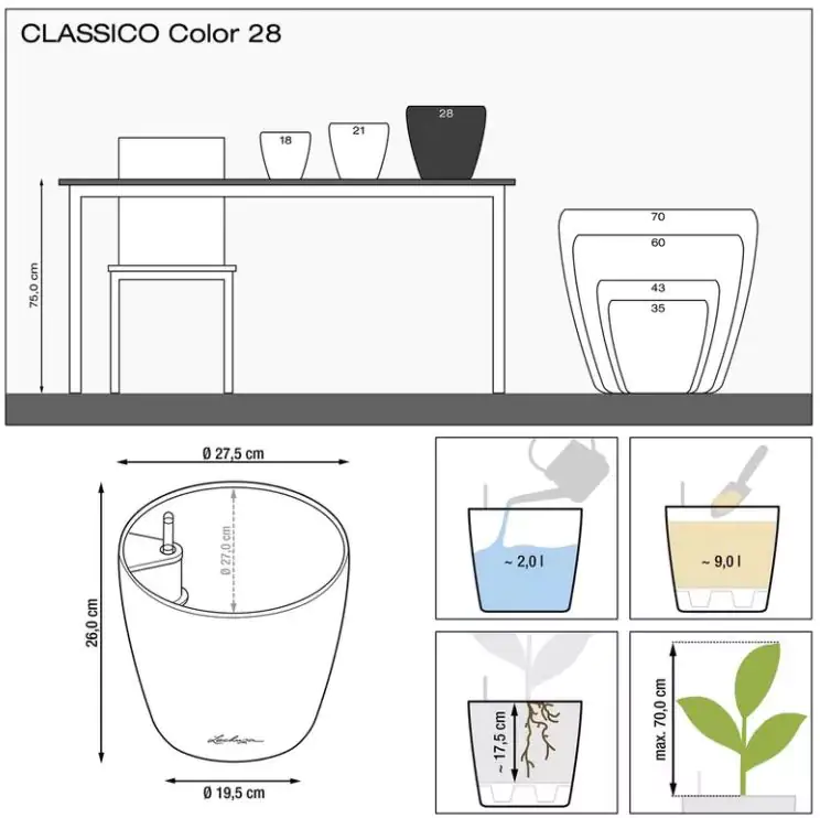 Lechuza Pflanzgefäß Classico Color 28 weiß
