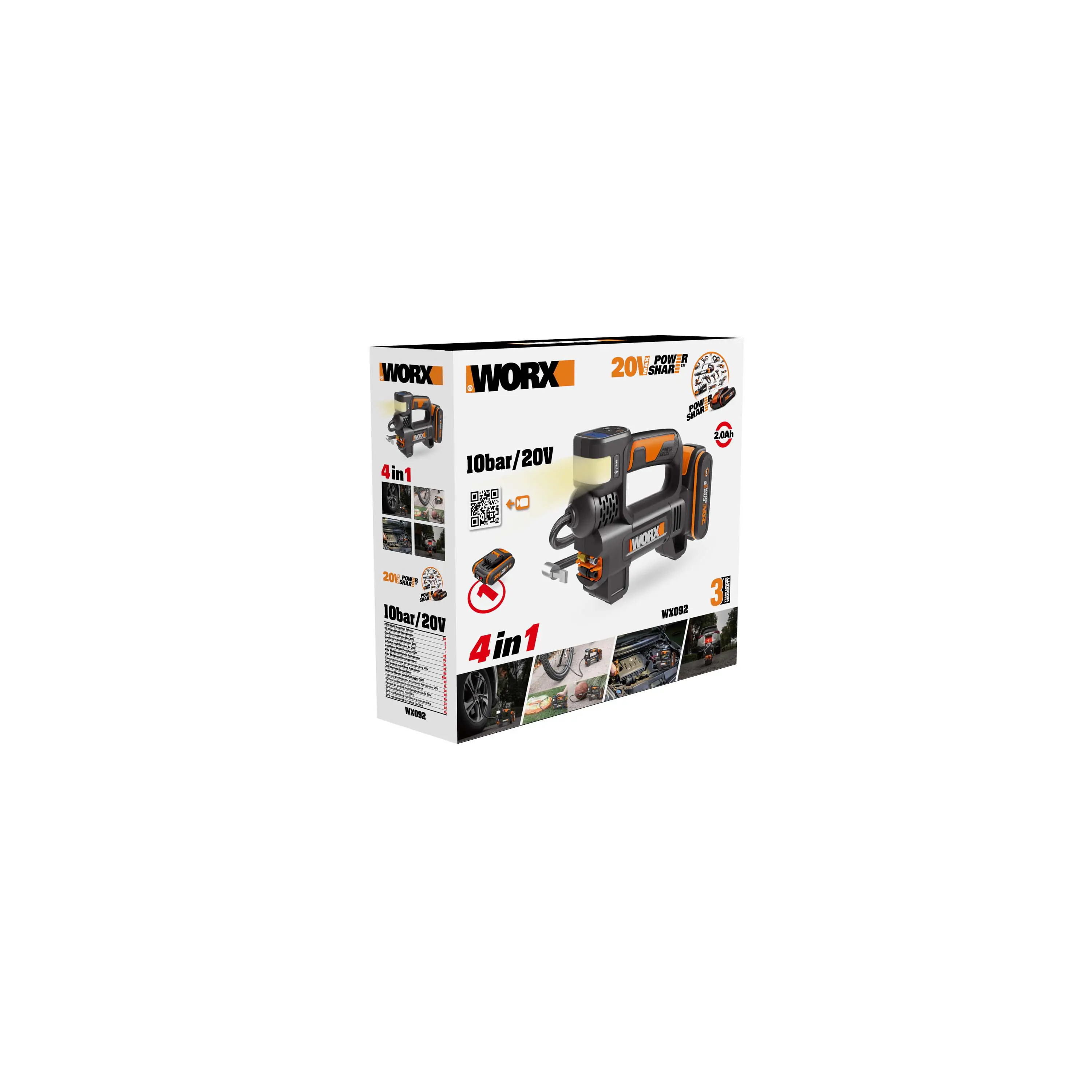 Worx Akku-Kompressor WX092 20 V inkl. Akku 2 Ah & Ladegerät Worx Akku-Kompressor WX092 20 V inkl. Akku 2 Ah & Ladegerät
