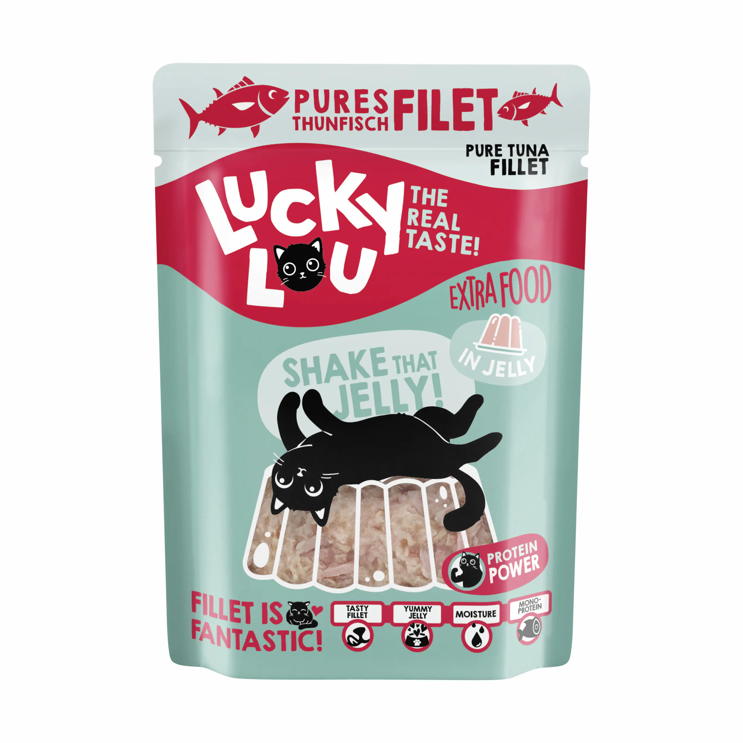 Lucky Lou Extrafood Katzennassfutter Adult getreidefrei 70 g Thunfischfilet in Jelly