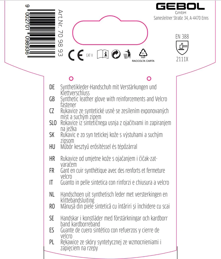Gebol Handschuh Master Impact  