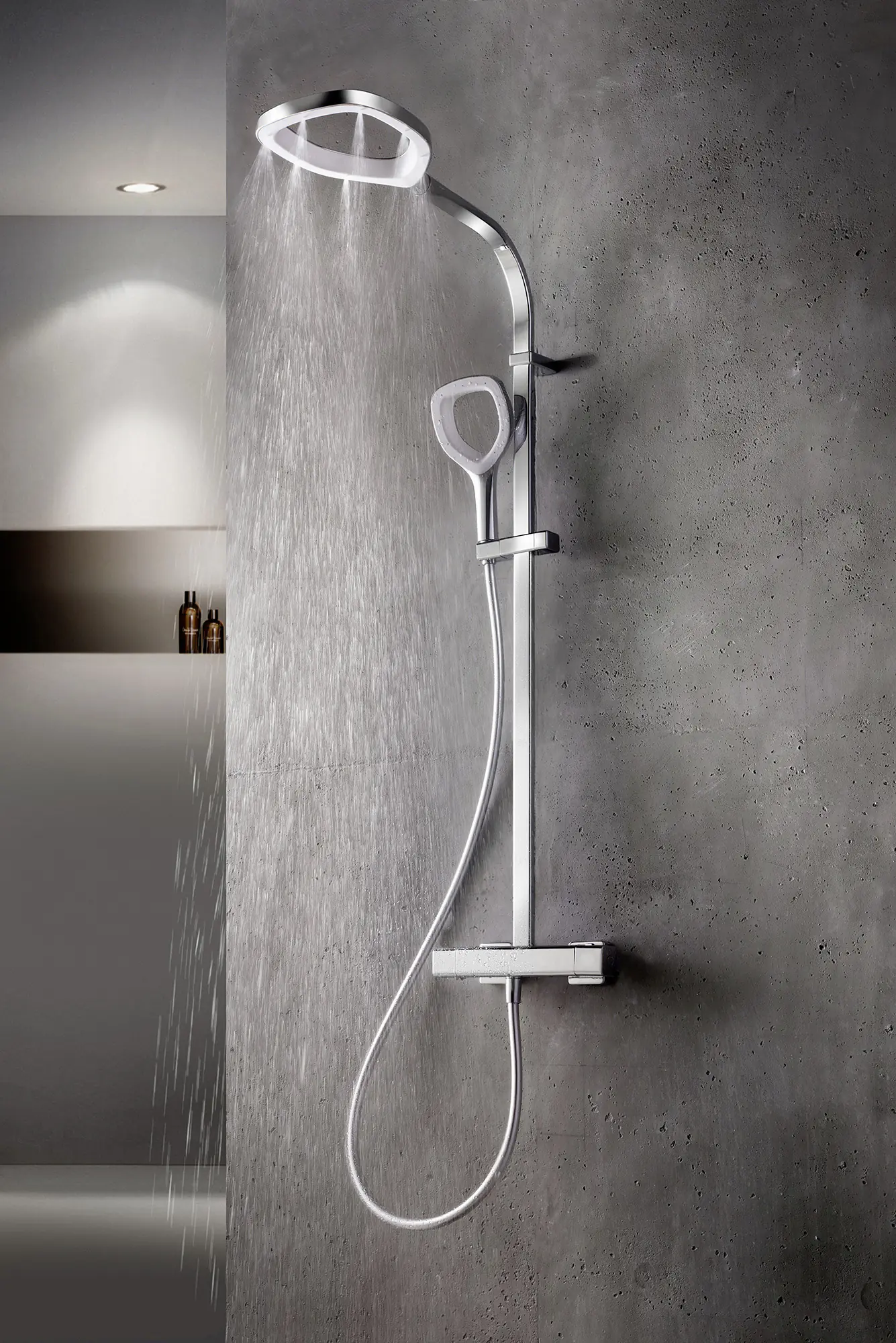 Breuer Duschsystem Aquamaxx Splash verchromt / weiß, mit Thermostat, Kopfbrause rund