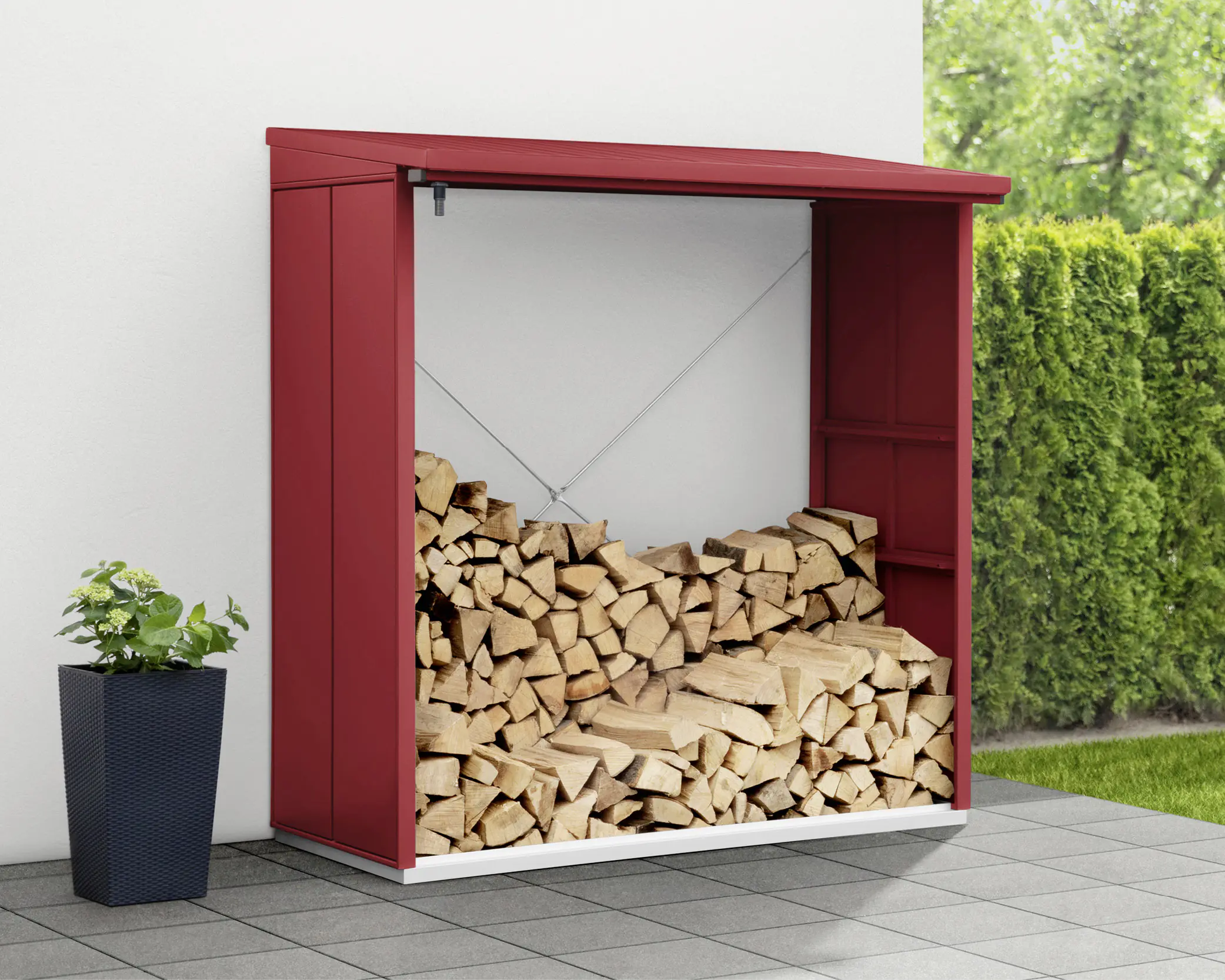 Ecostar Kaminholzregal Elegant-V Typ 2, purpurrot, mit Verstrebung