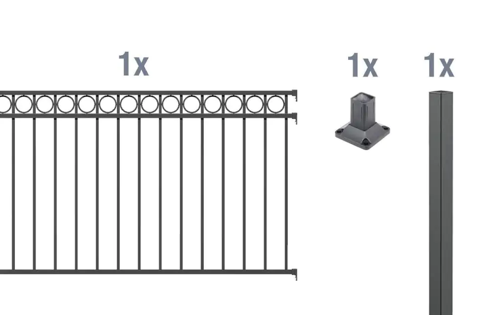 Alberts Komplettset Zaun Circle 2 m 120 cm anthrazit zA