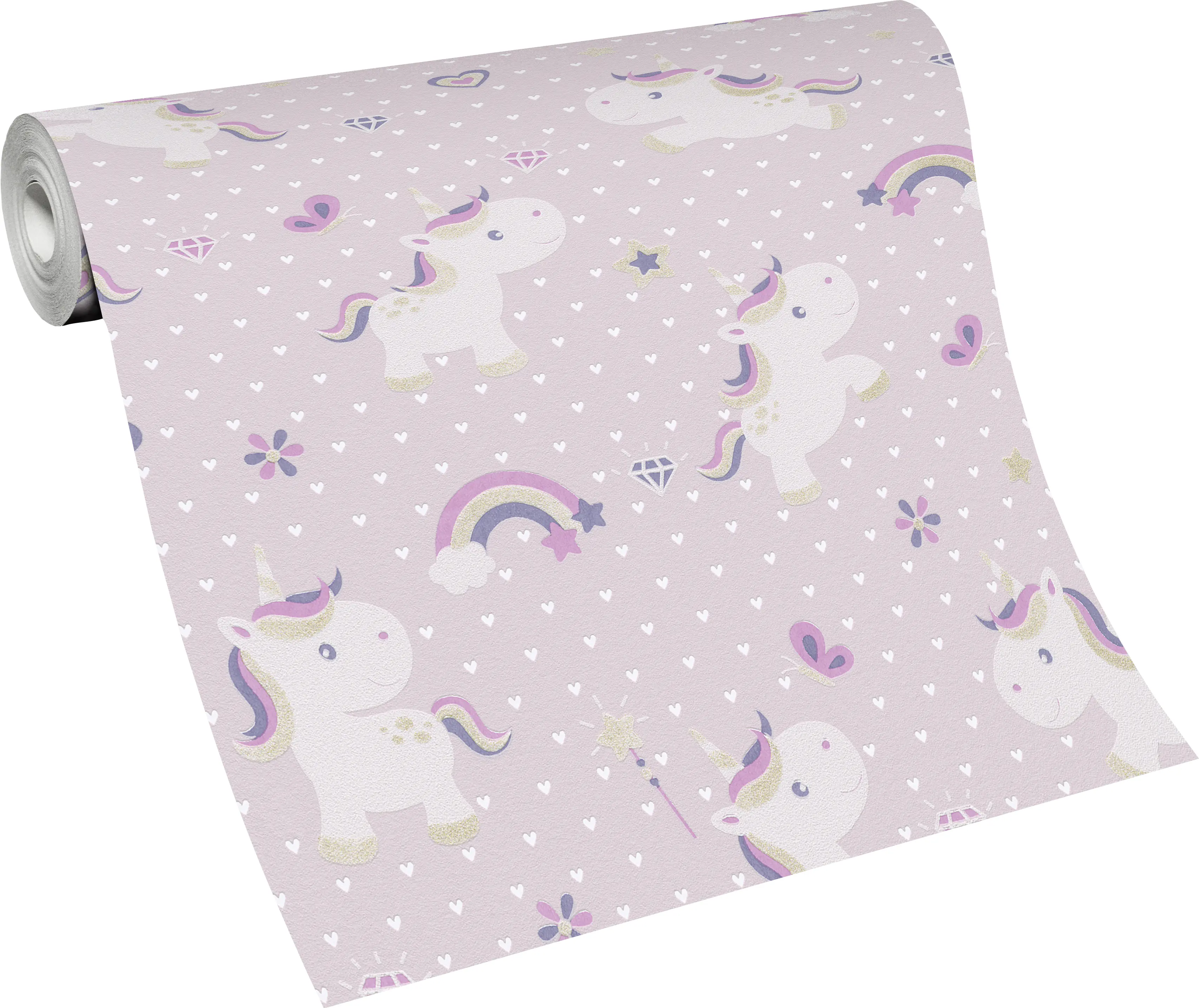 Erismann Vliestapete 13622-10 Kinderzimmer, Einhorn rosa, 10,05 x 0,53 m
