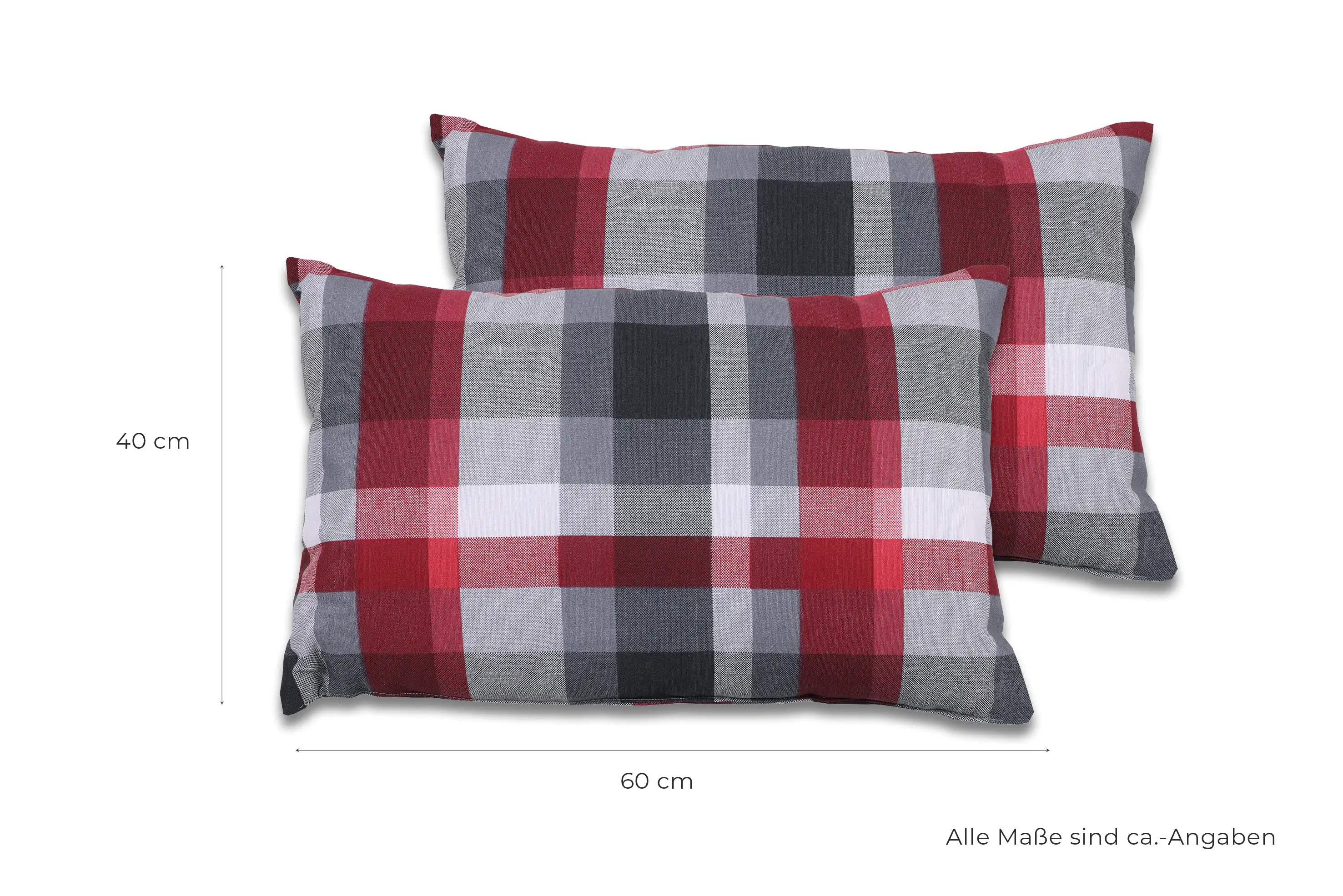 GO-DE Hollywood-Auflage 4-tlg. 50 cm x 180 cm x 8 cm, rot, karo rot