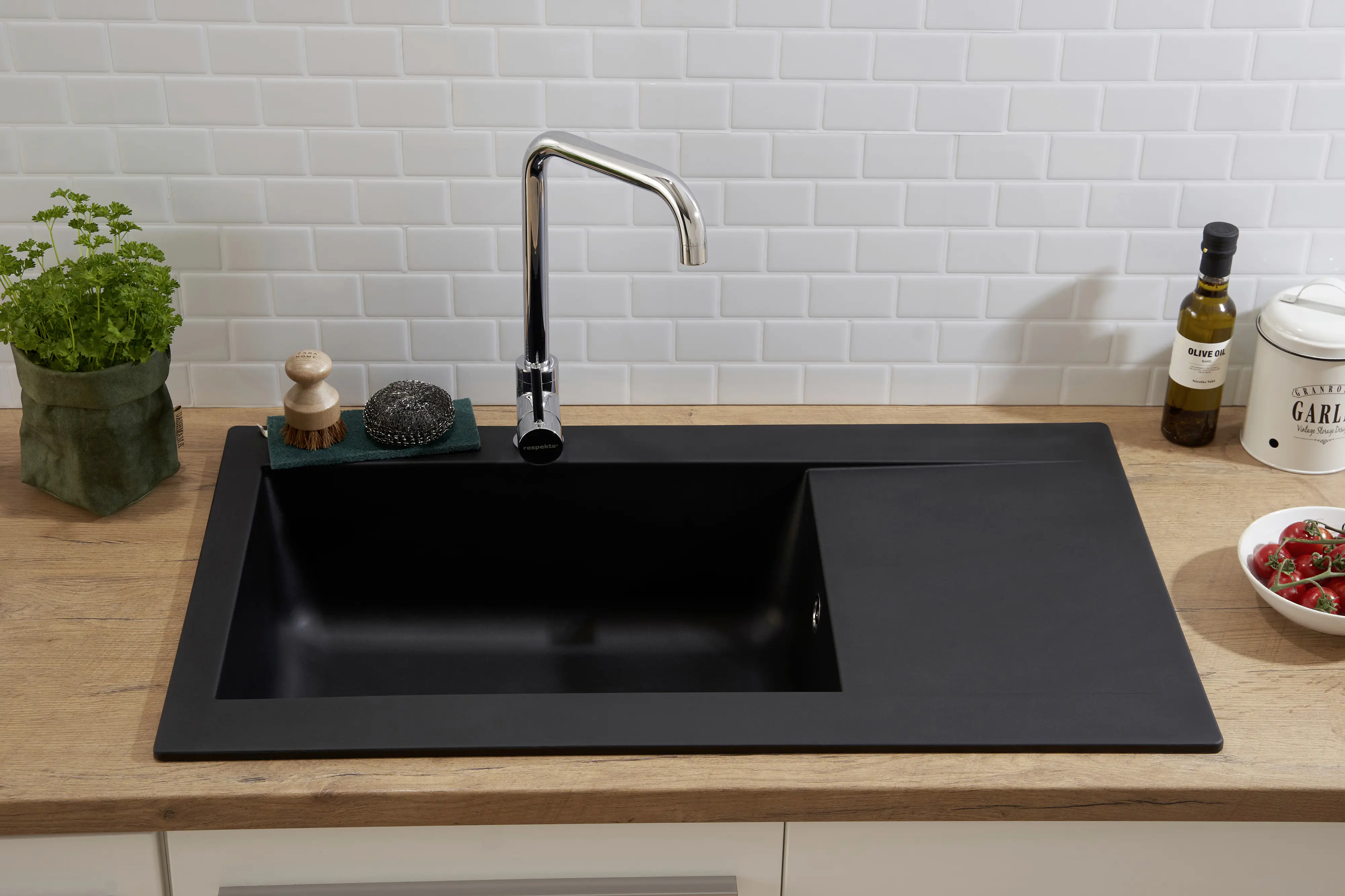 respekta Mineralite Einbauspüle 1 Becken Denver 86 x 50 cm