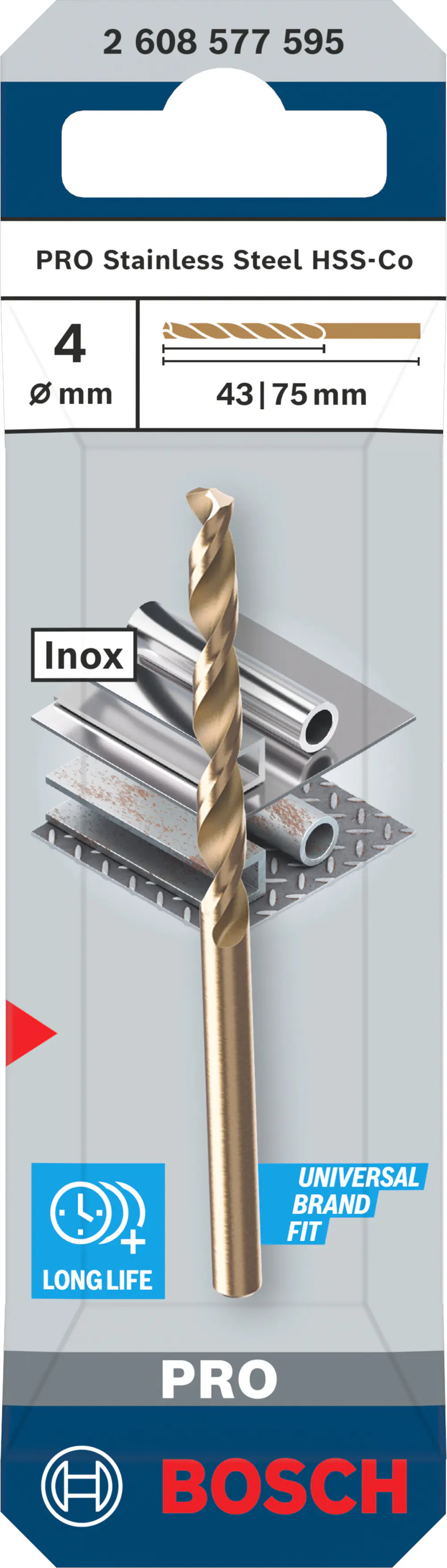 Bosch PRO Metallspiralbohrer Stainless Steel HSS-Co Ø 4 mm
