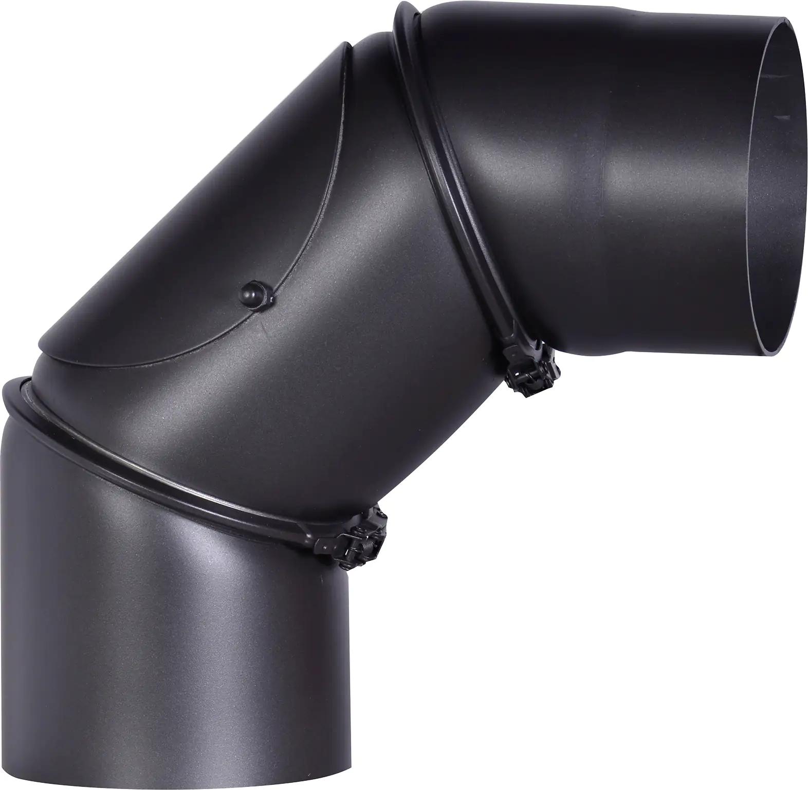4017537318962 FireFix Ofenrohrbogen 90°, Ø 130 mm, mit Reinigungstür, schwarz