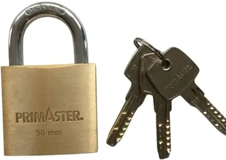 Primaster Vorhängeschloss Messing 80 mm inkl. 3 Schlüssel