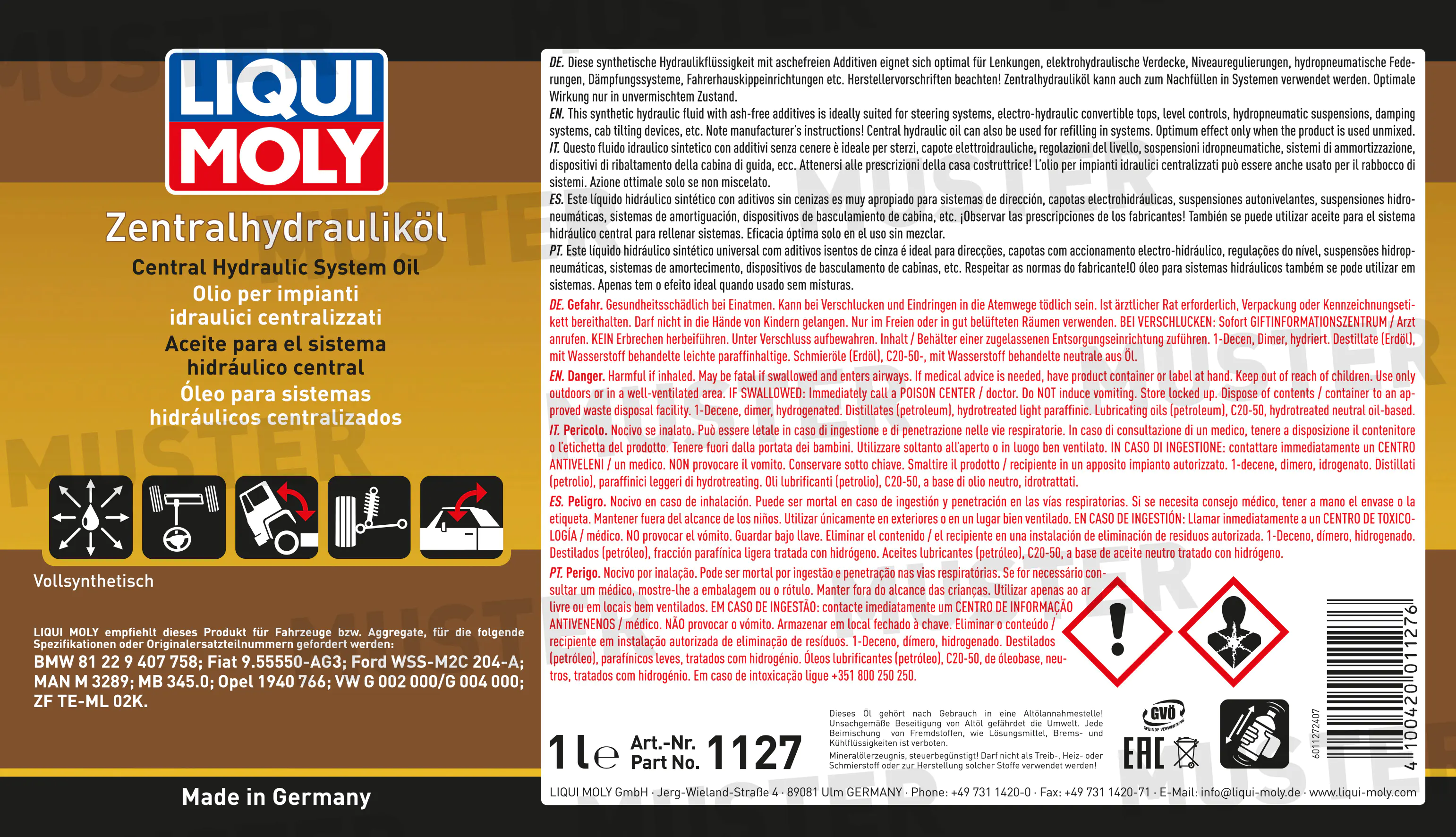 Liqui Moly Zentralhydraulik-Öl 1 L Liqui Moly Zentralhydraulik-Öl 1 L