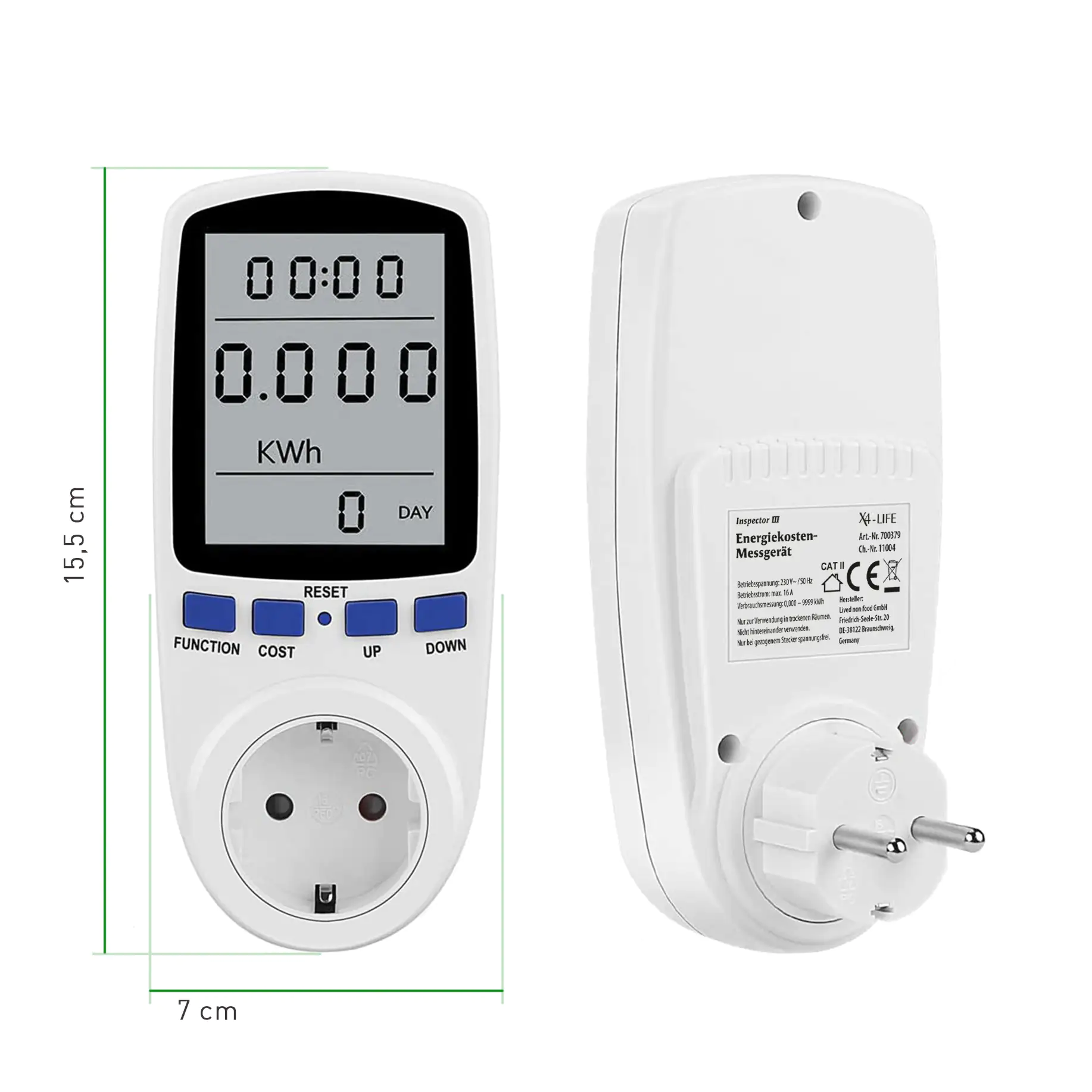Energiekosten-Messgerät mit LCD Display Inspector III, weiß Energiekosten-Messgerät mit LCD Display Inspector III, weiß