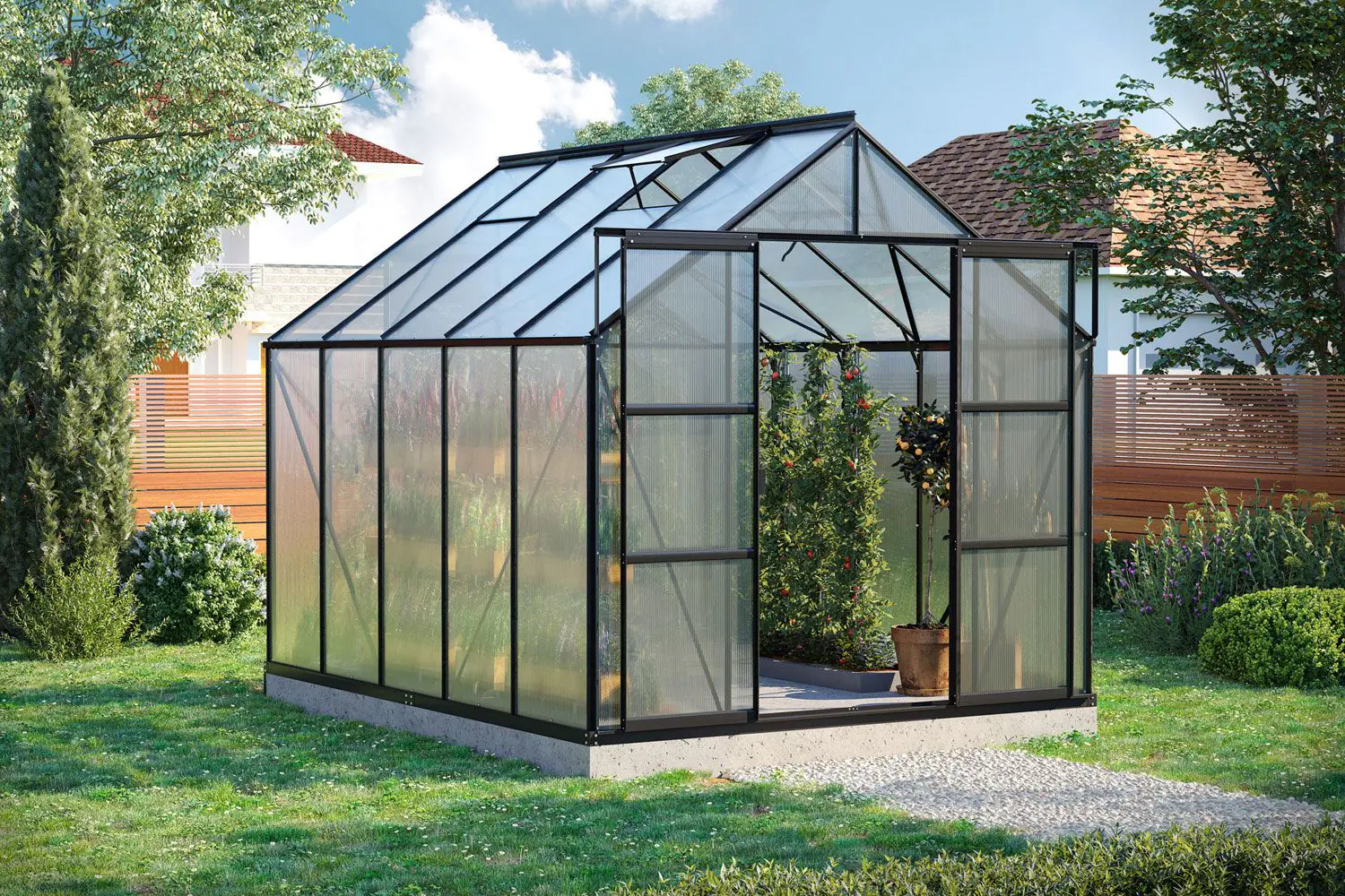 Vitavia Gewächshaus-Set Uranus 8300 HKP 4 mm schwarz 254 x 317 cm 