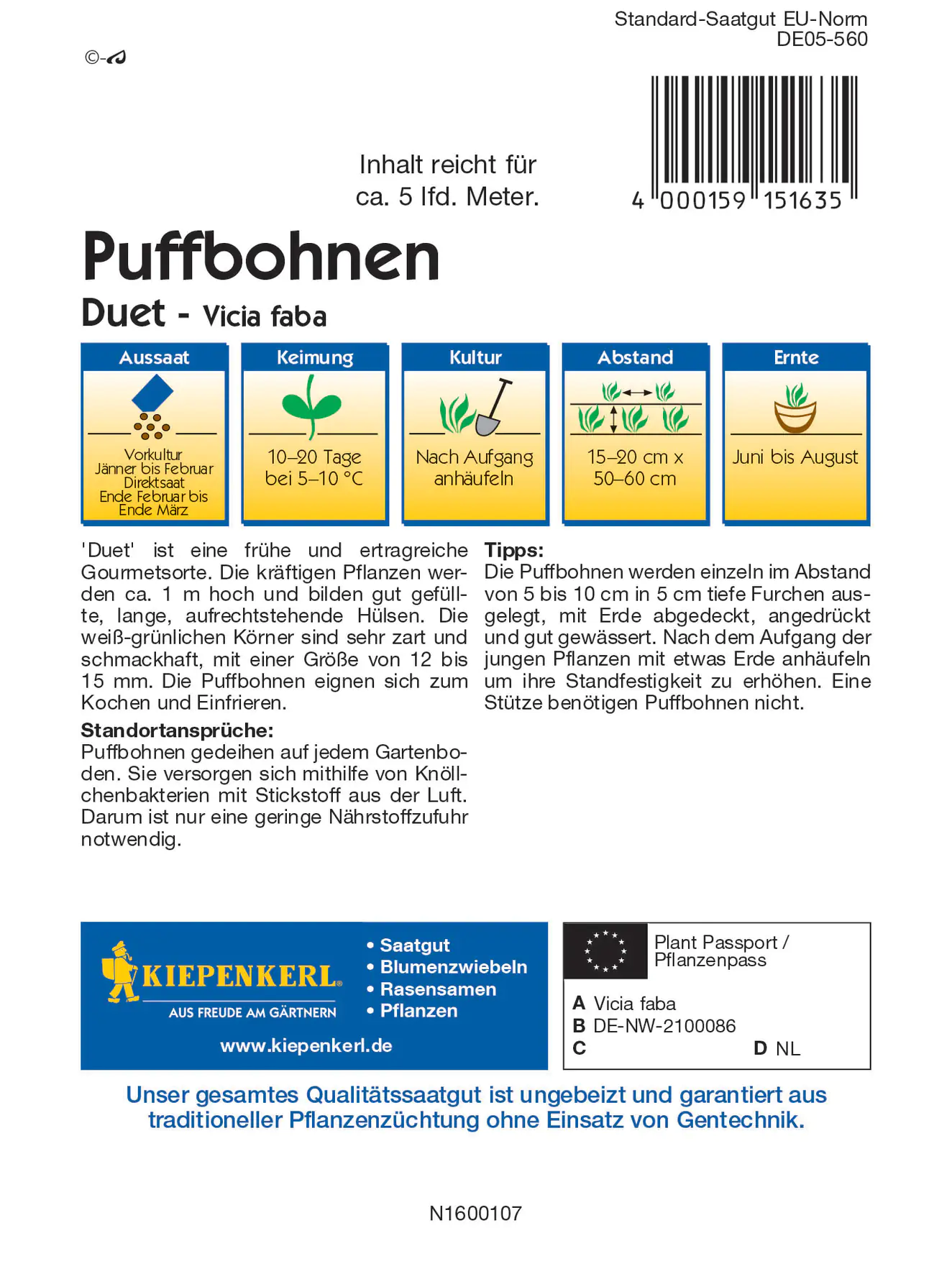 Kiepenkerl Puffbohne Duett