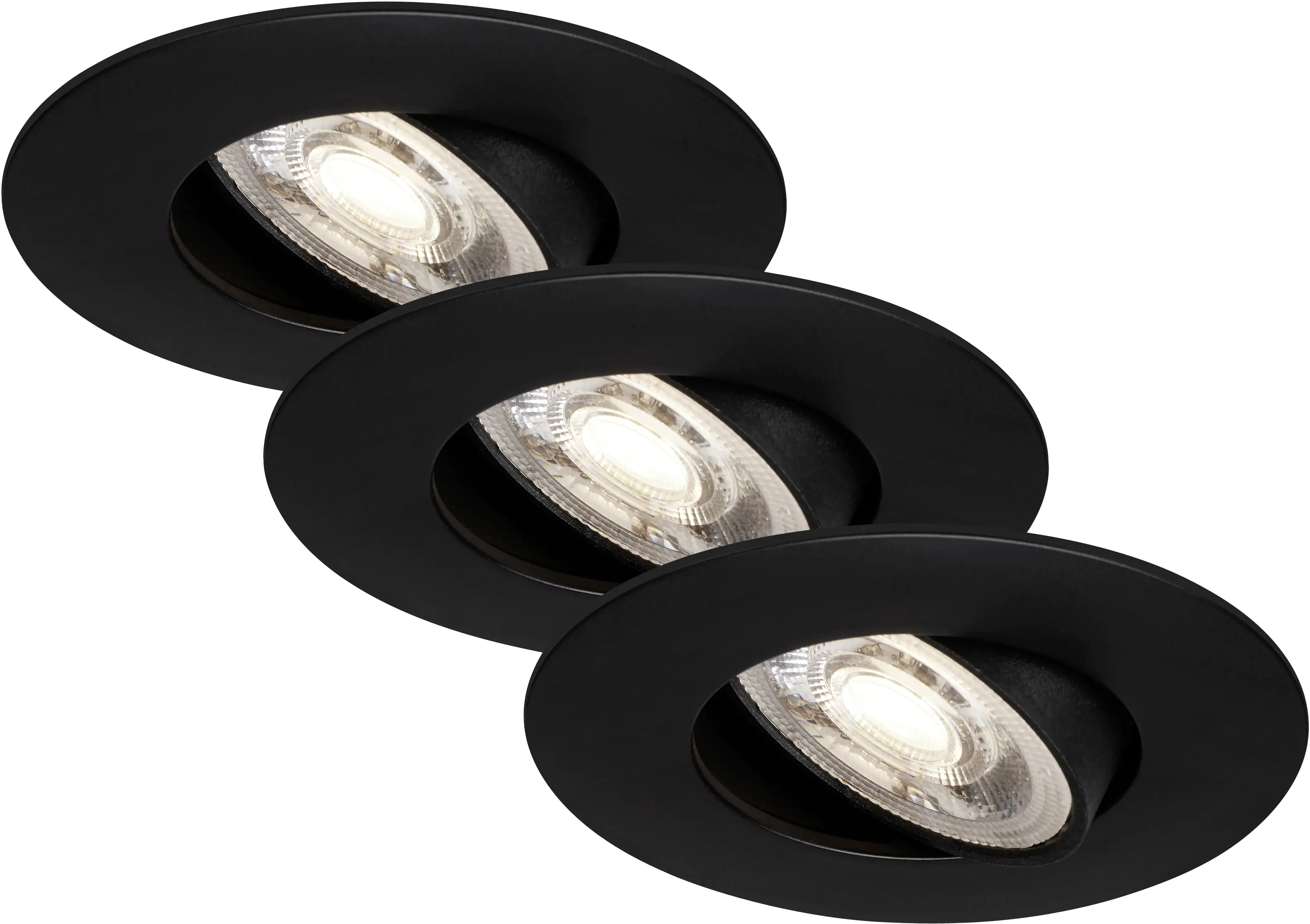 Di-Ka LED Einbauleuchte Kulana 3er Set schwarz-matt Ø 9 cm 4,9W, warmweiß