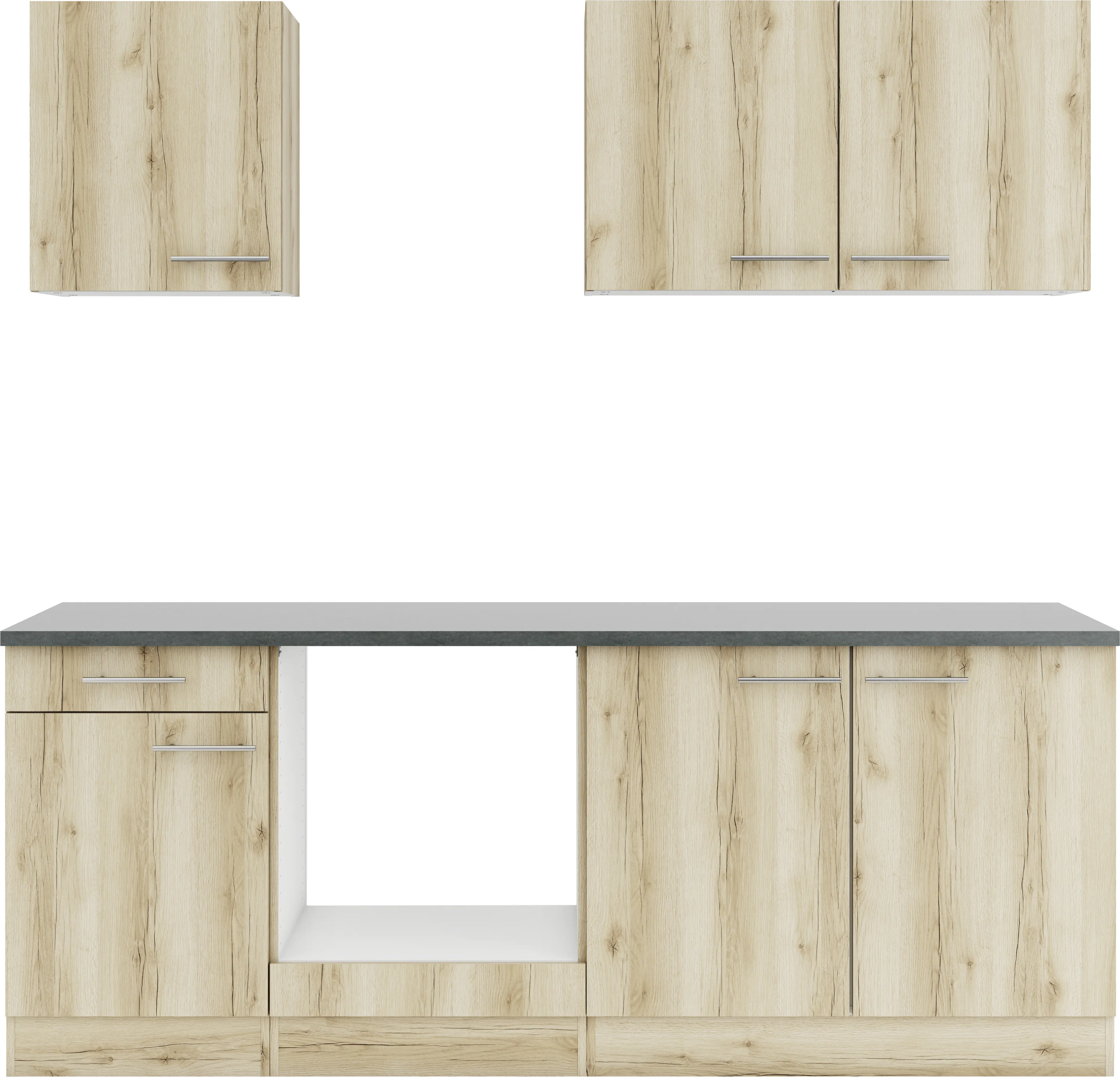 Optifit Küchenzeile Livorno 290 ohne Geräte Wildeiche 210 cm