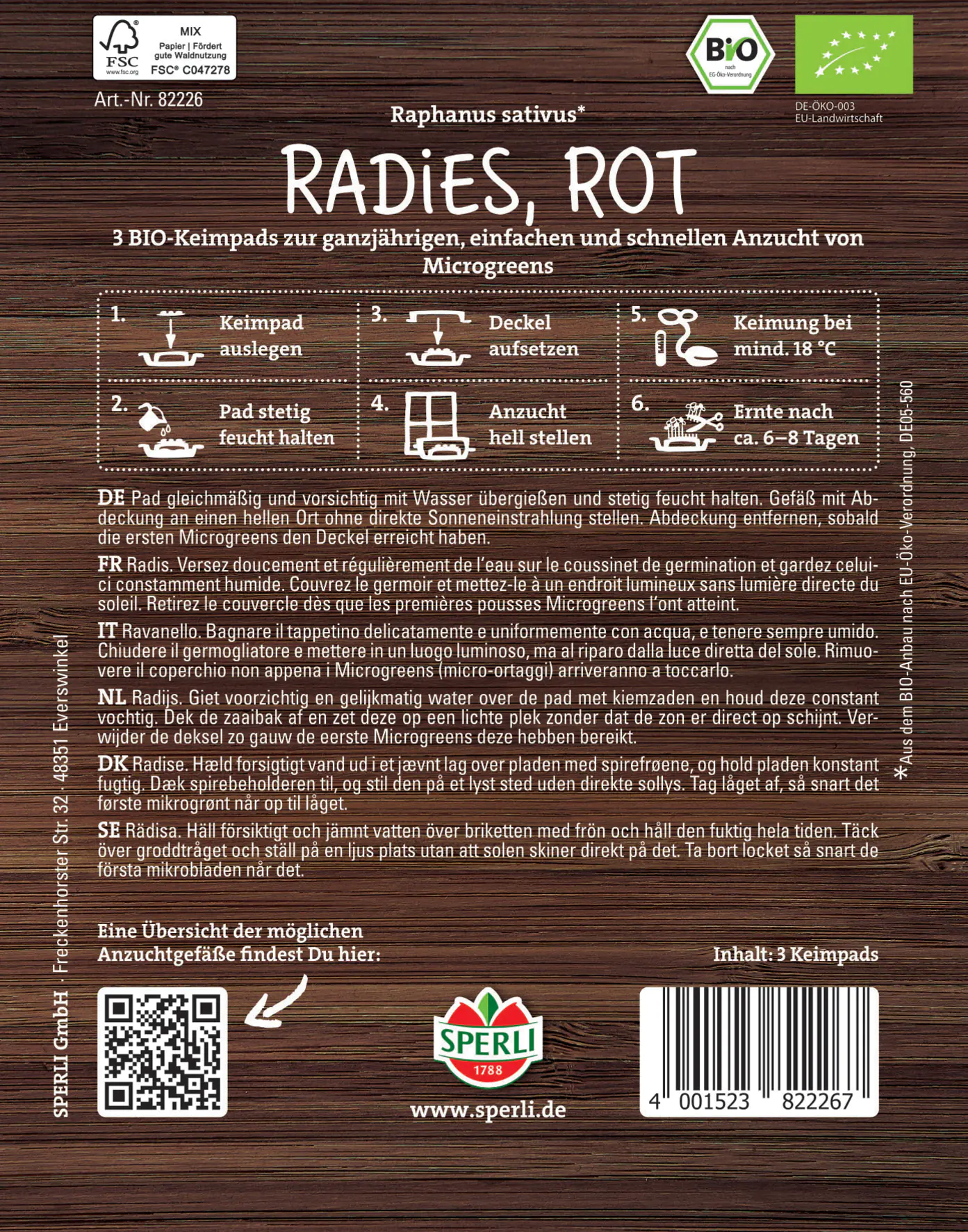 Sperli BIO Microgreen-Pads Radieschen rot Nachfüllpad Sperli BIO Microgreen-Pads Radieschen rot Nachfüllpad