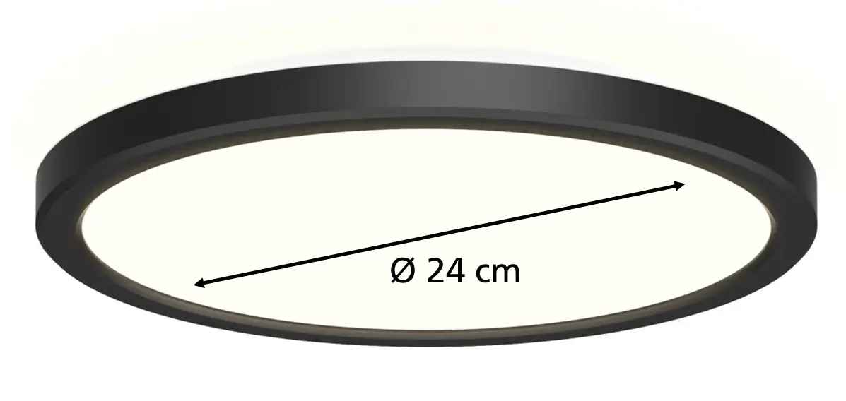 LED Deckenleuchte Edita mit Bewegungsmelder schwarz-weiß Ø 24 x 3 cm warmweiß