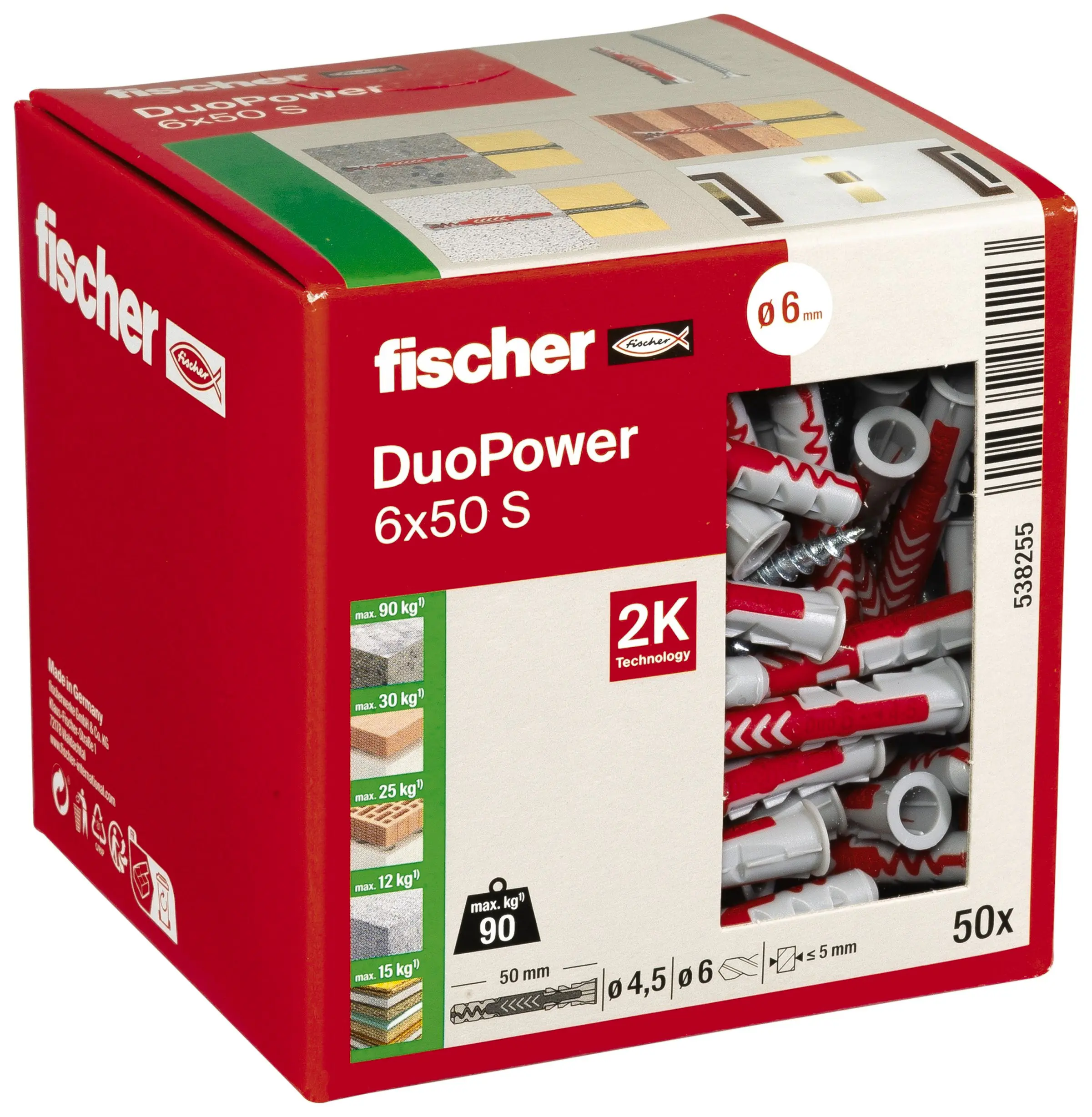 Fischer Dübel-Set Duopower 6.0 x 50 mm - 50 Stück