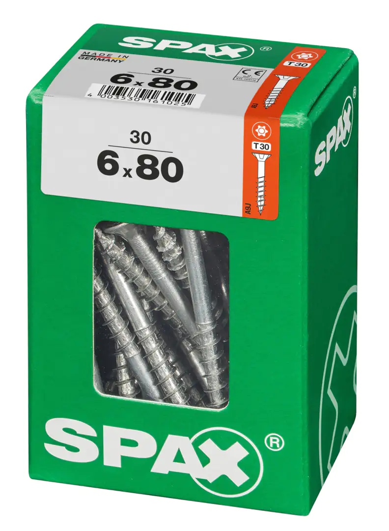 Spax Universalschrauben 6.0 x 80 mm TX 30 Senkkopf - 30 Stk.